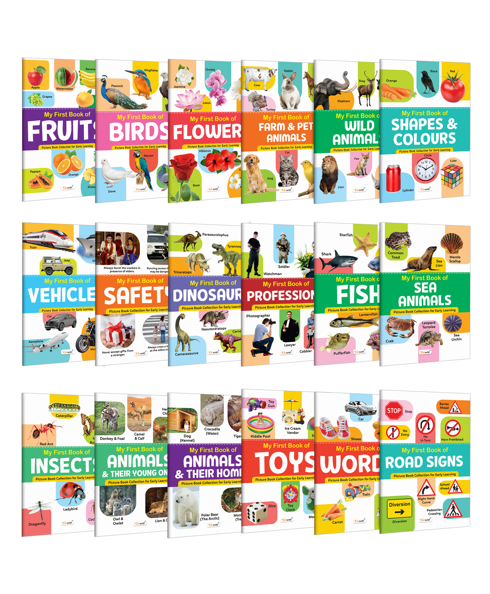 My First Book of Fruits, Birds, Flowers, Farm & Pet Animals, Wild Animals and more :- first knowledge books, toddler discovery books, early learning books | Pack of 18 books-image-23
