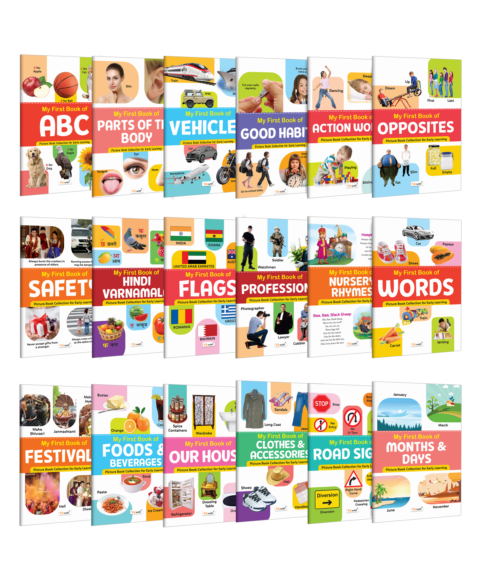 My First Book of ABC, Parts of the Body, Vehicles, Good Habits and more :- my first learning book, interactive learning books, all in one book set | Combo of 18 books-image-16