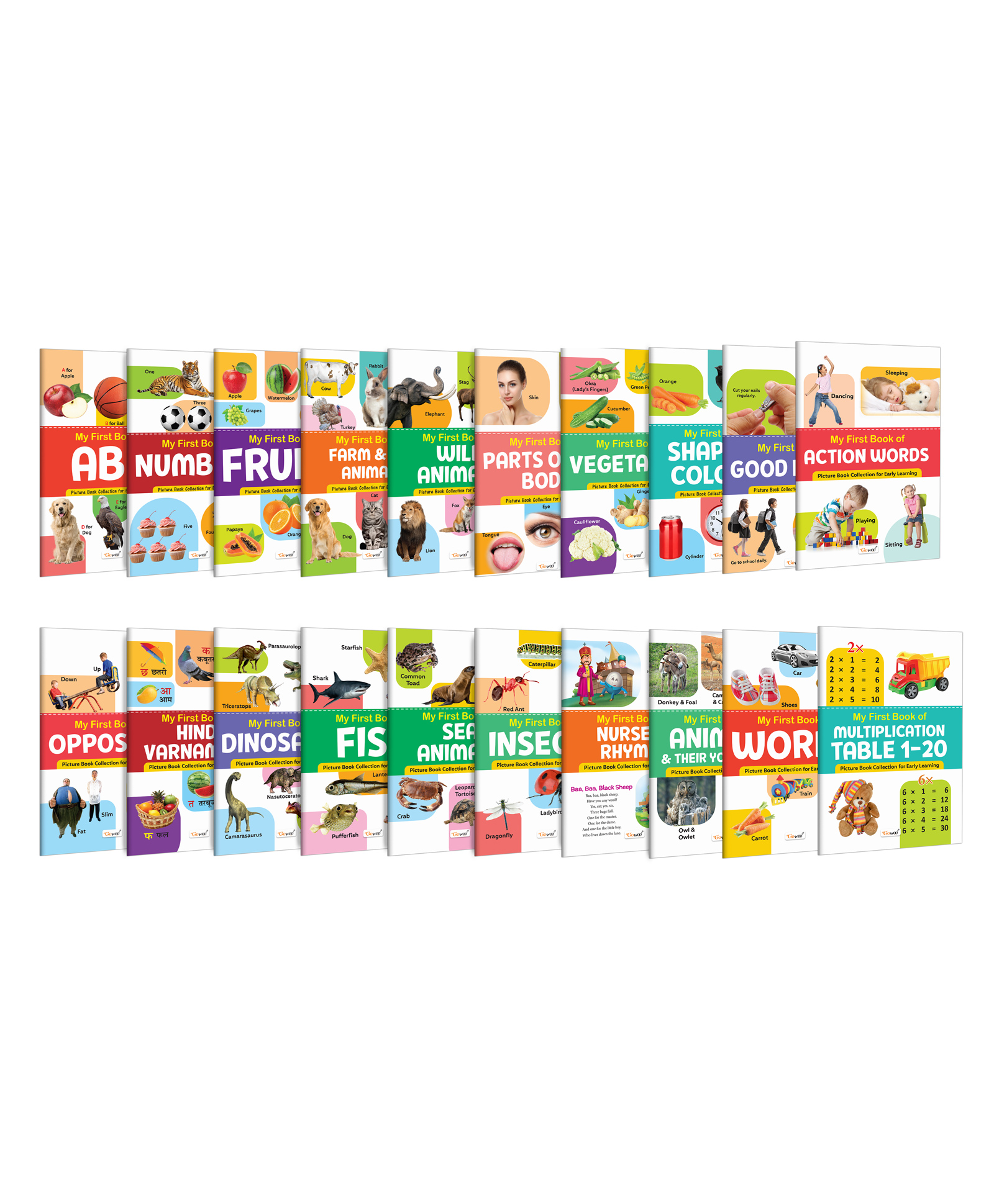 gowoo My First Book of ABC, Numbers, Fruits, Farm & Pet Animals, Wild Animals and more :- all in one learning book, interactive picture books, visual learning books | Combo of 20 books-picture-47