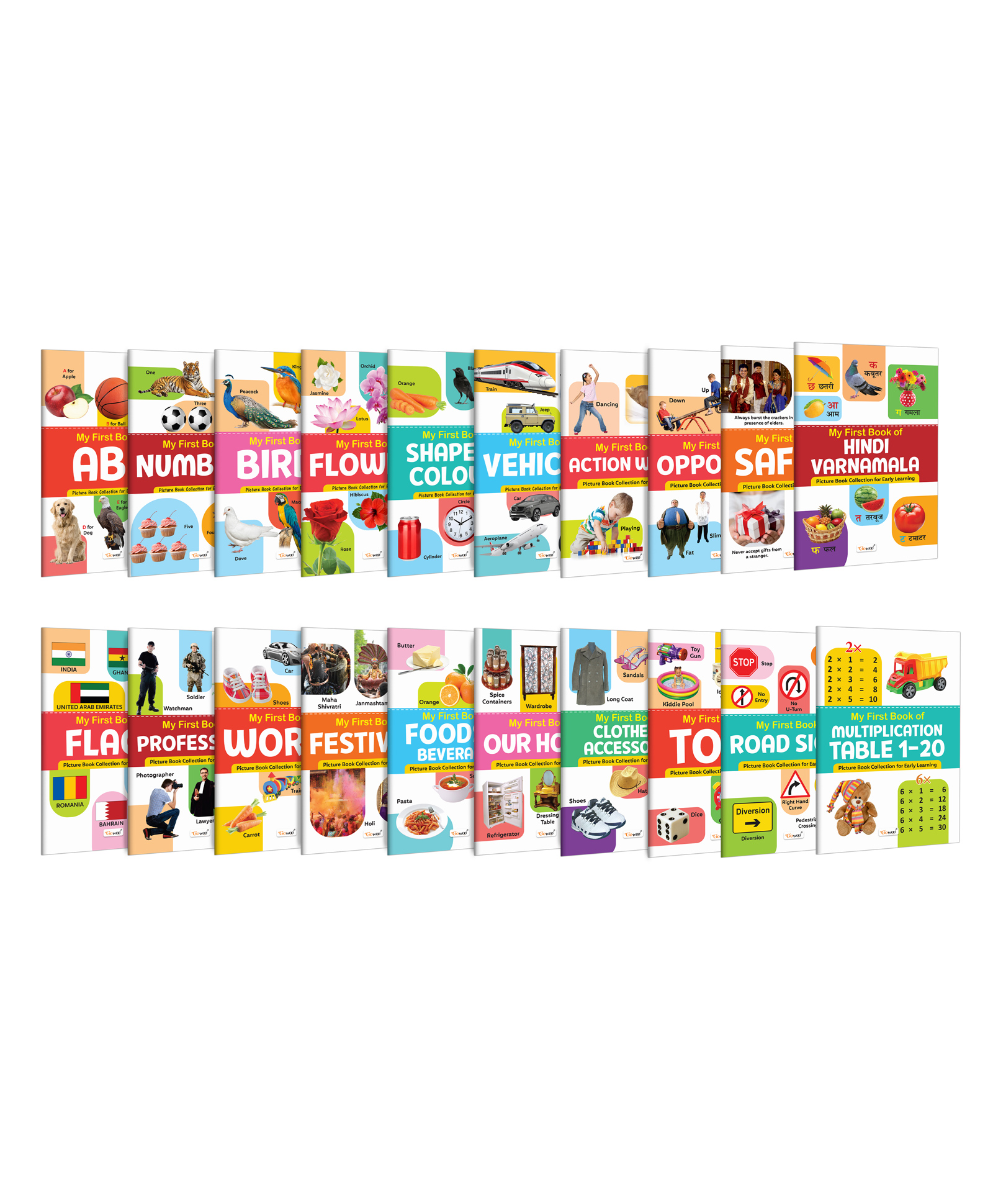 My First Book of ABC, Numbers, Birds, Flowers, Shapes & Colours and more :- visual learning books, toddler discovery books, early childhood education books | Pack of 20 books-image-7