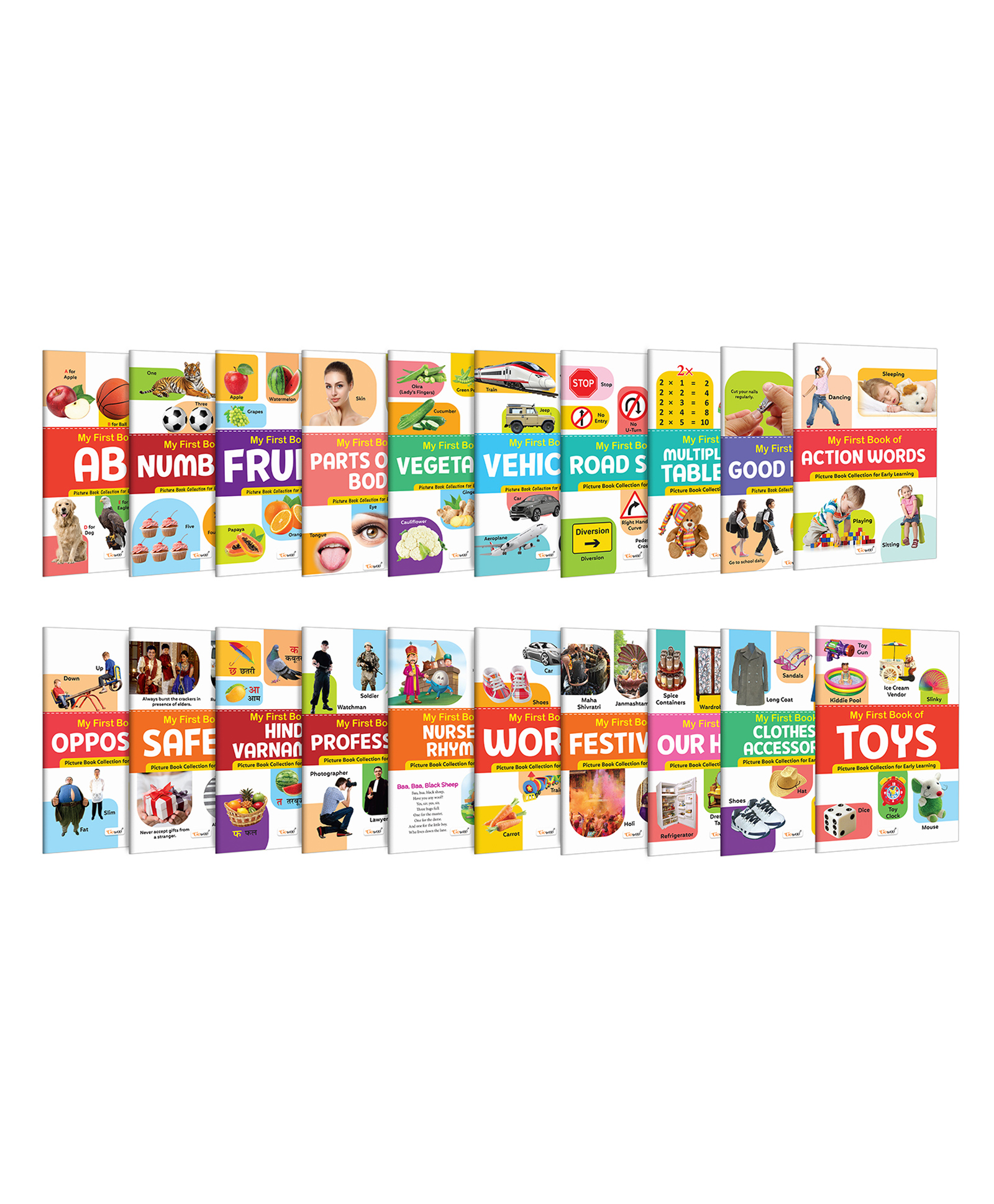 My First Book of ABC, Numbers, Fruits, Parts of the Body, Vegetables and more :- preschool concept books, vocabulary building books, foundational learning book set | Pack of 20 books-image-19