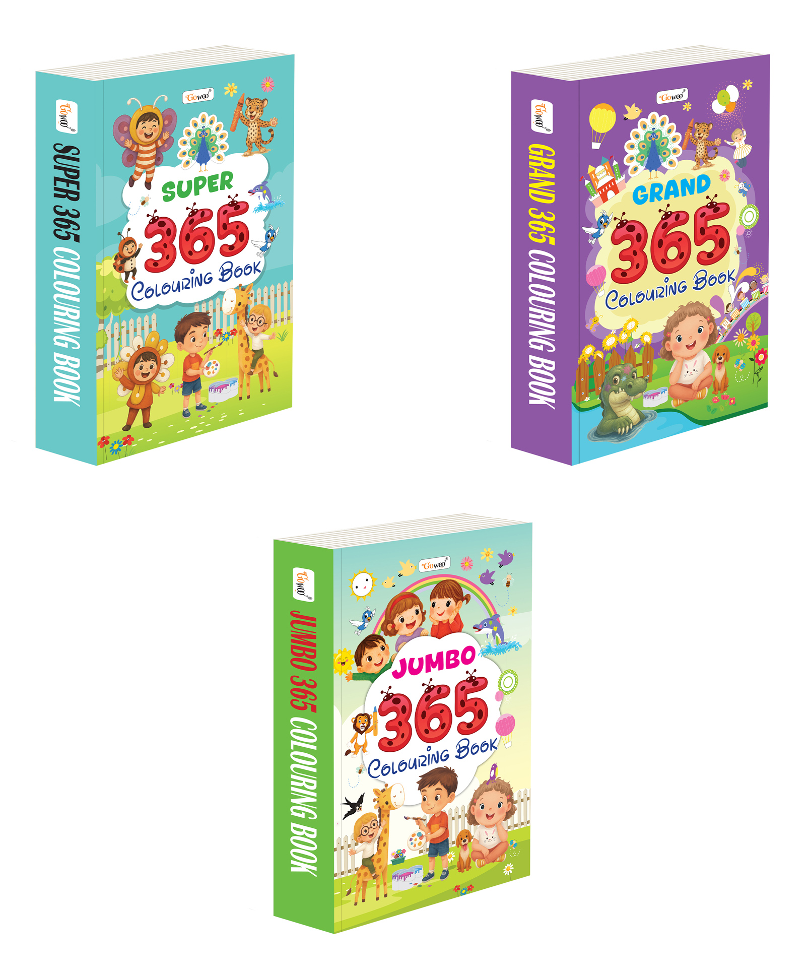 GRAND, JUMBO and SUPER 365 Colouring Book Educational book combo, Early childhood creative workbook, Visual learning through colouring, Kids fun learning book | Pack of 3 books - English-image-41