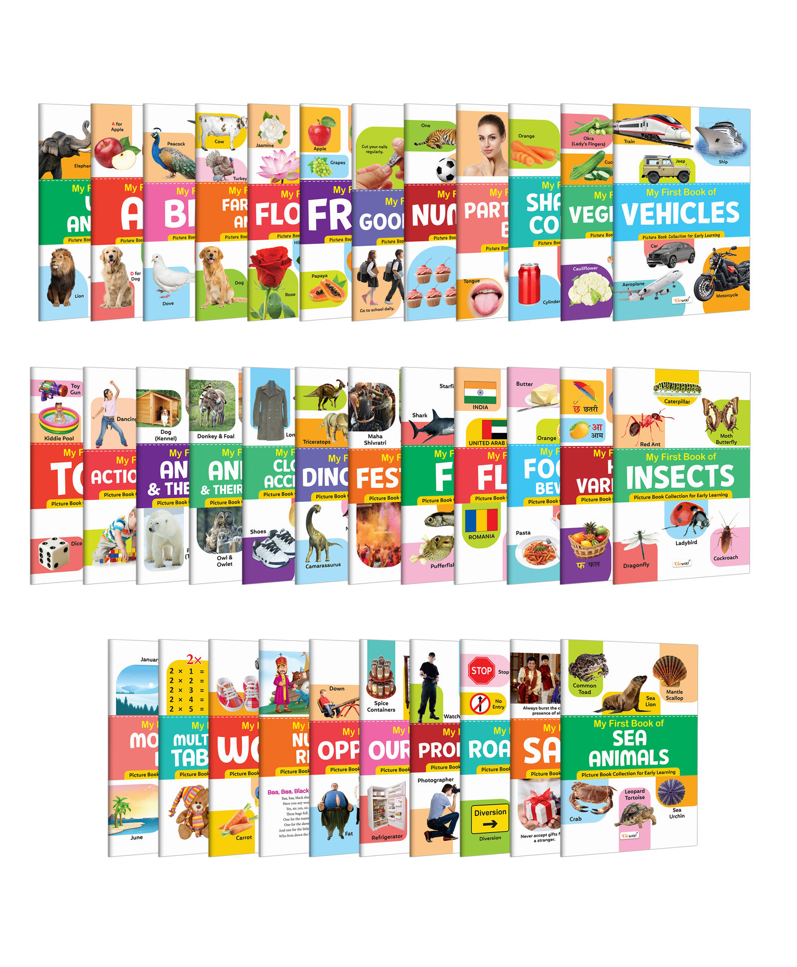 gowoo My First Book Of ABC, Numbers, Fruits, Birds and more :- Educational books for kids, Preschoolers learning book, Knowledgeable books for childrens, Picture books for toddlers | Pack of 34 books-picture-30