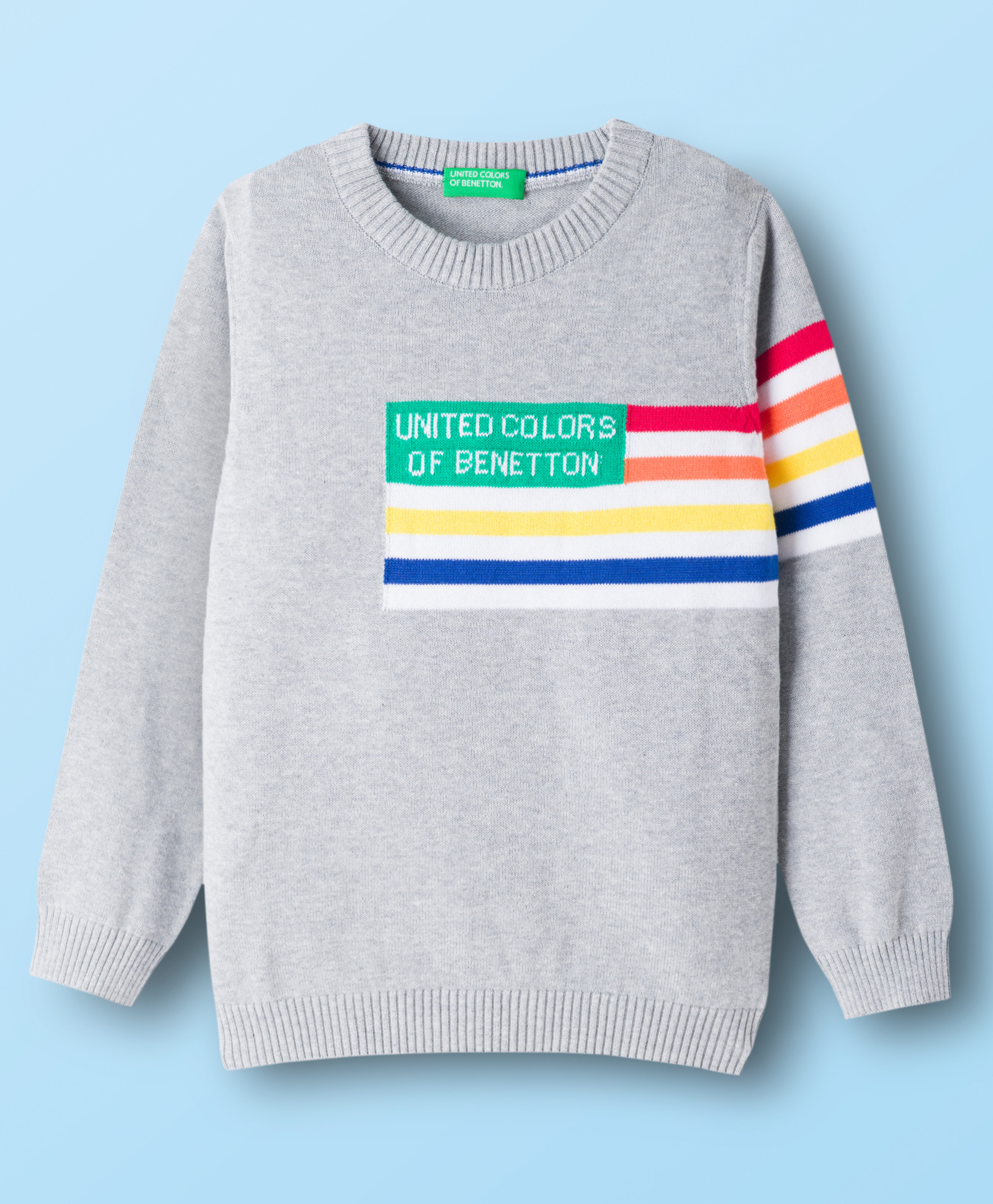 UCB 100% Cotton Woven Full Sleeves Pullover Sweater With Text Design - Grey-picture-49