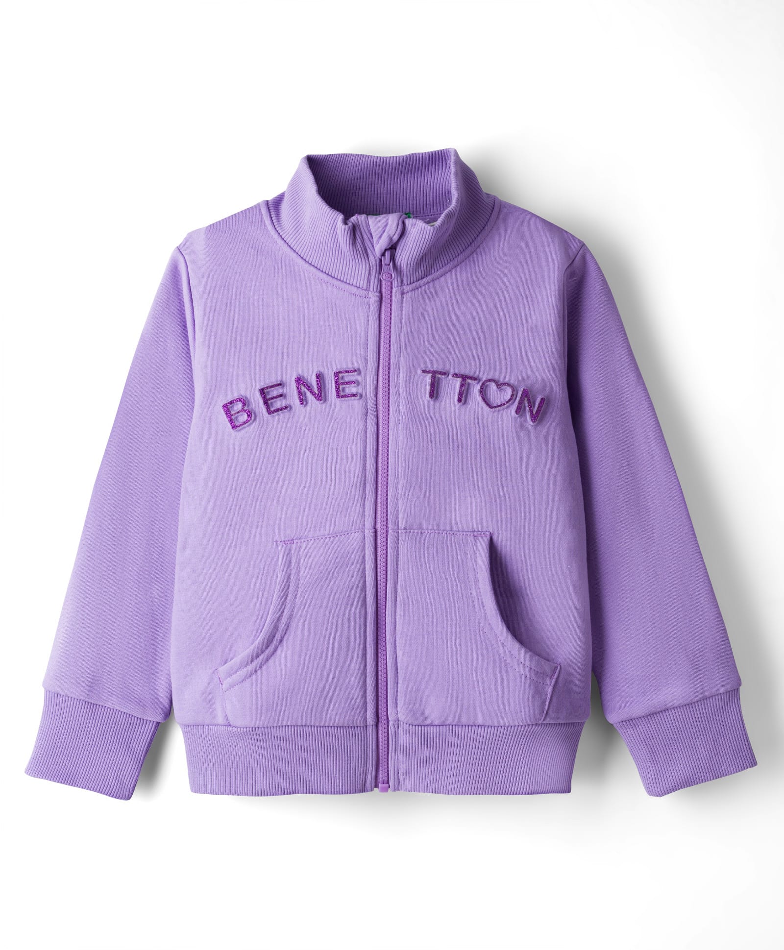 UCB Knit Full Sleeves Sweatjacket With Embroidery Detailing & Kangaroo Pockets - Purple-picture-12