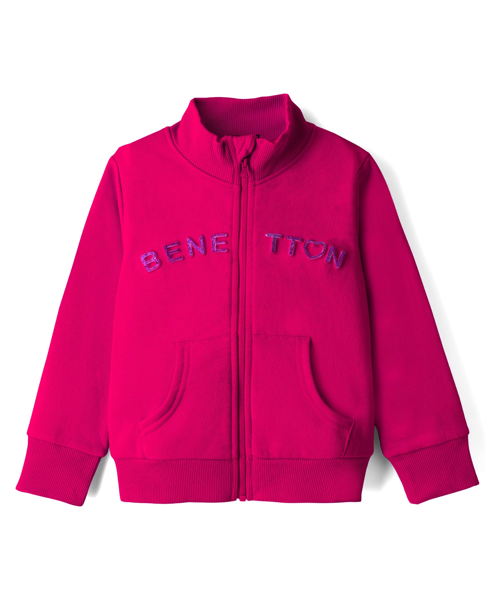 UCB Knit Full Sleeves Sweatjacket With Embroidery Detailing & Kangaroo Pockets - Fuchsia-picture-14