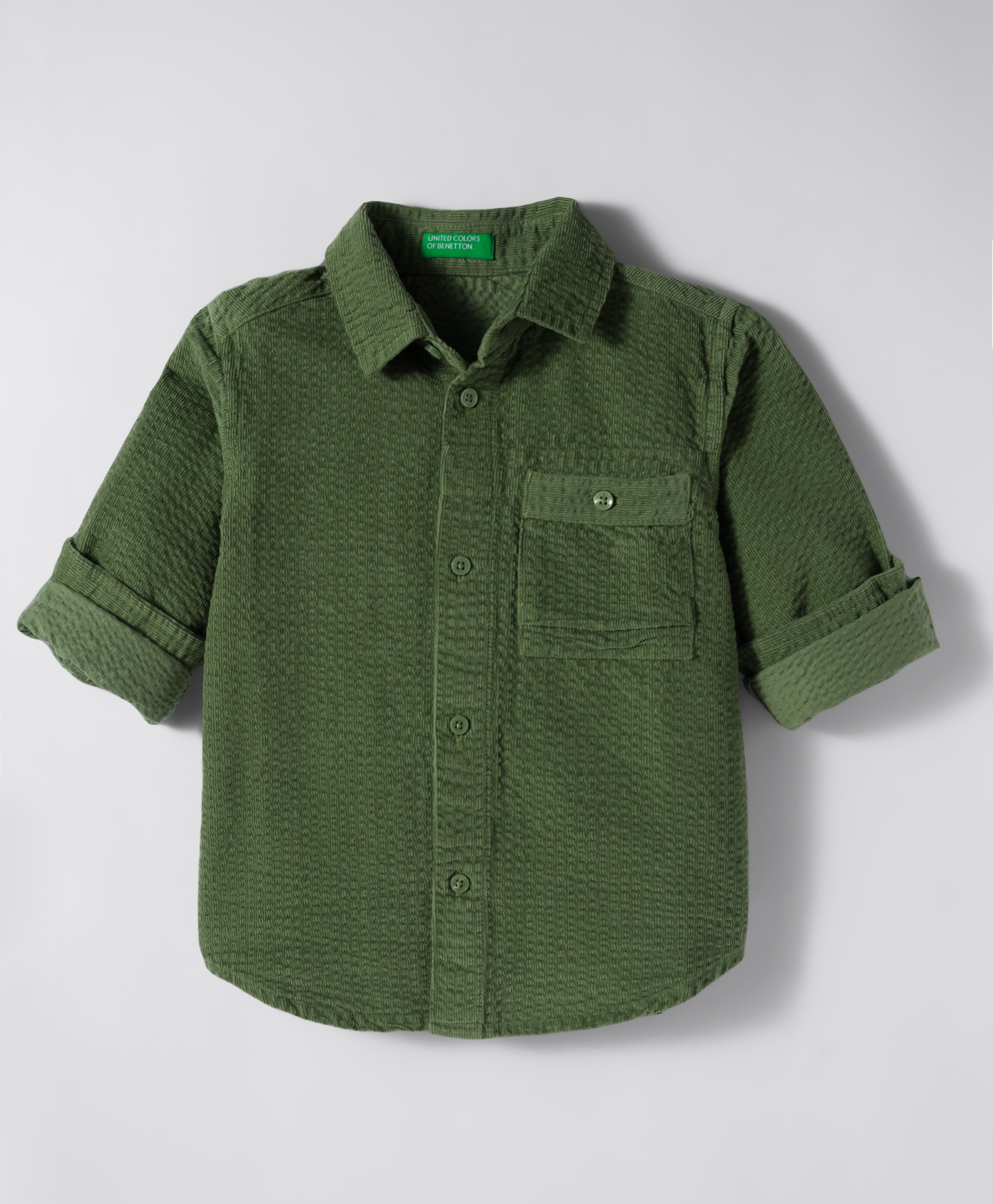 UCB Cotton Woven Full Sleeves Solid Color Shirt with Pocket Detailing - Green-picture-8