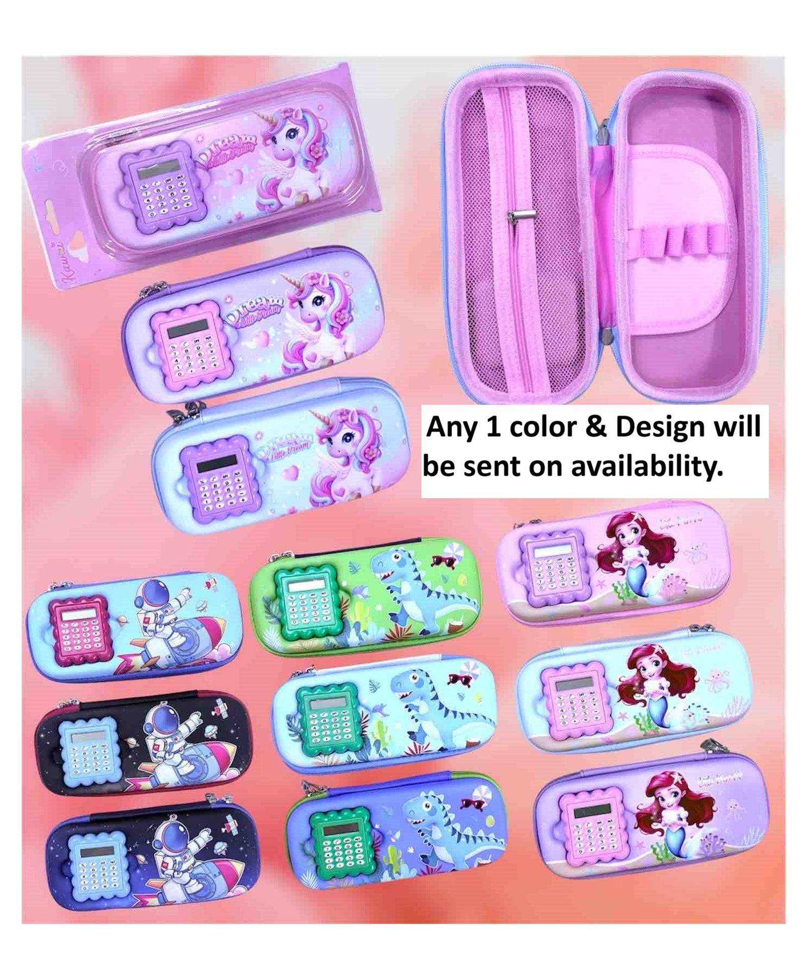 Azhari 3D EVA Pencil Case With Calculator Stylish & Spacious School Organizer with Zipper Compartments for Kids Pack of 1 Color May Vary-picture-27