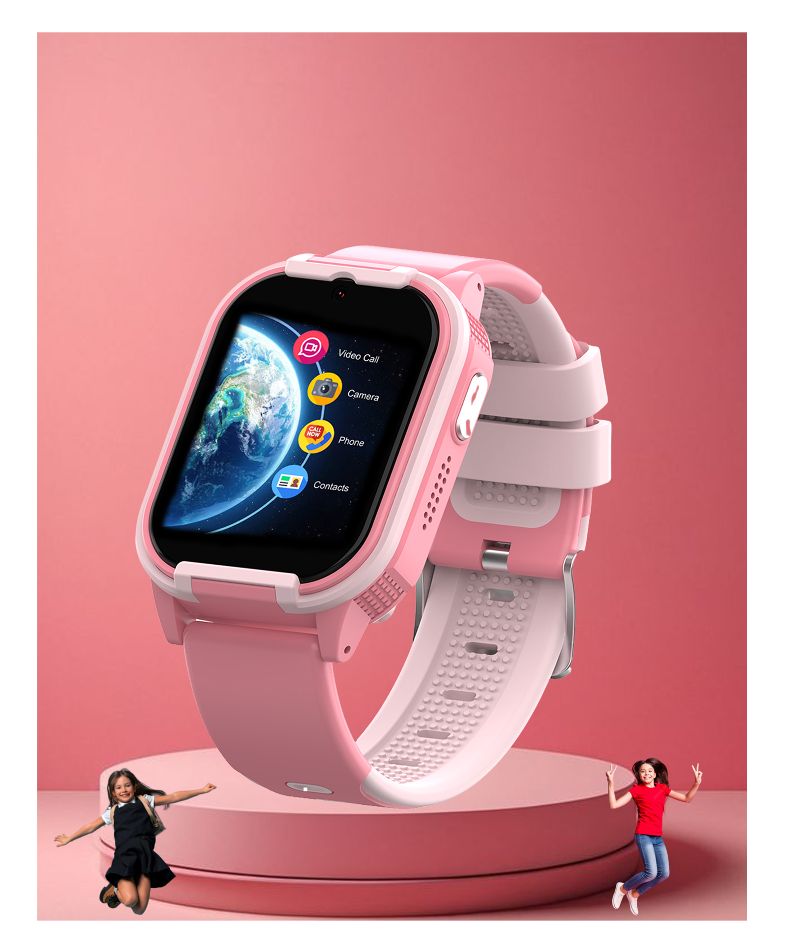Spiky 4G Video Calling & Built In GPS Multifunctional Smart Watch - Pink-picture-19