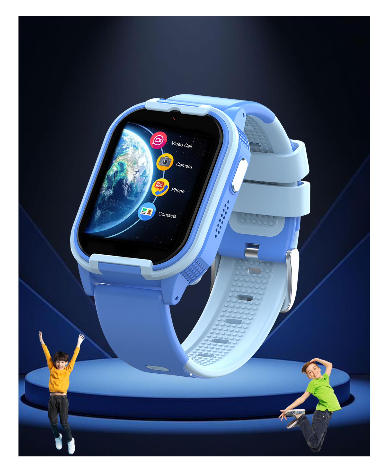 Spiky 4G Video Calling & Built In GPS Multifunctional Smart Watch - Blue-picture-22