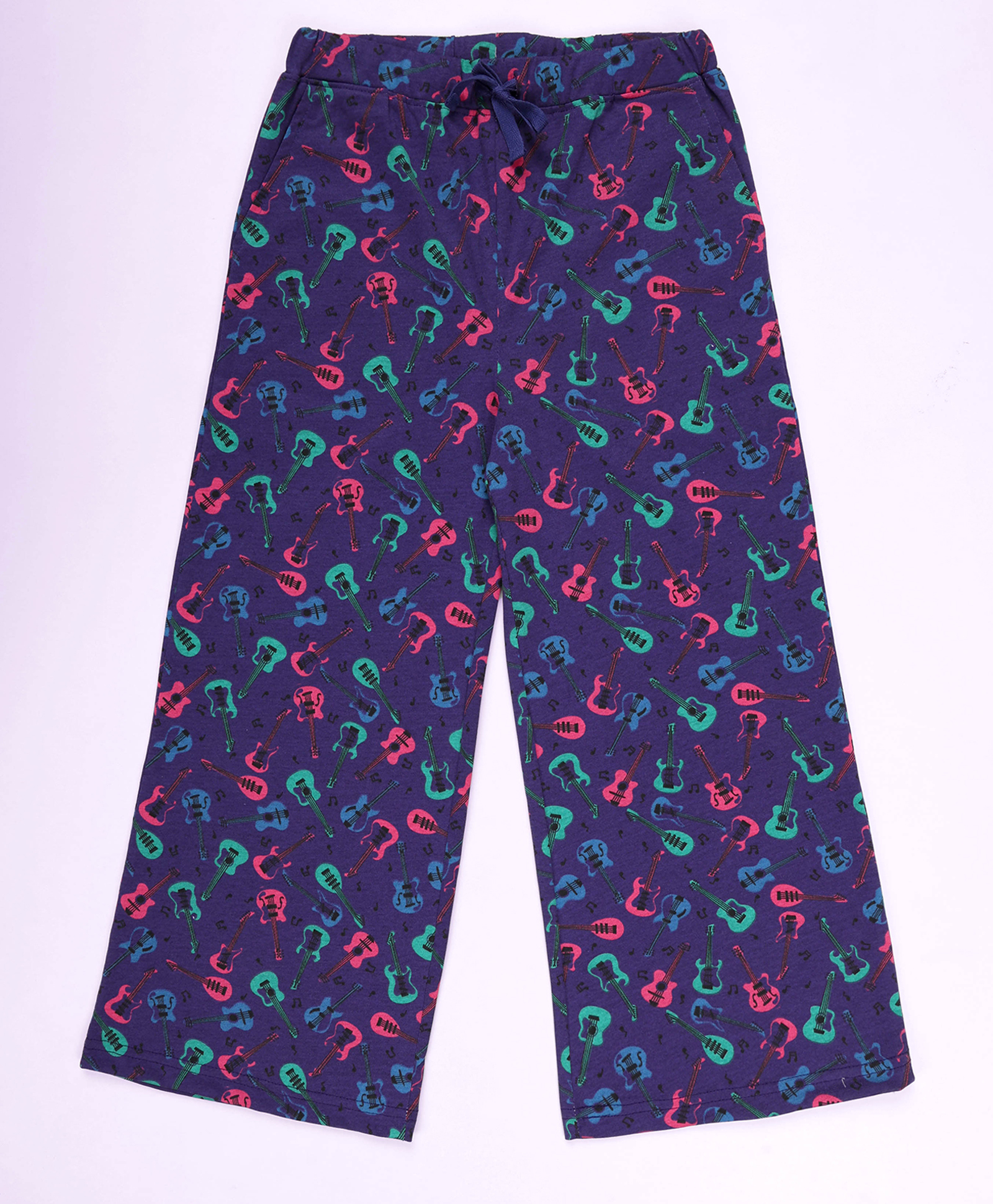 Kiddopanti Cotton Knit Guitar Printed Pajamas - Dark Purple-picture-14