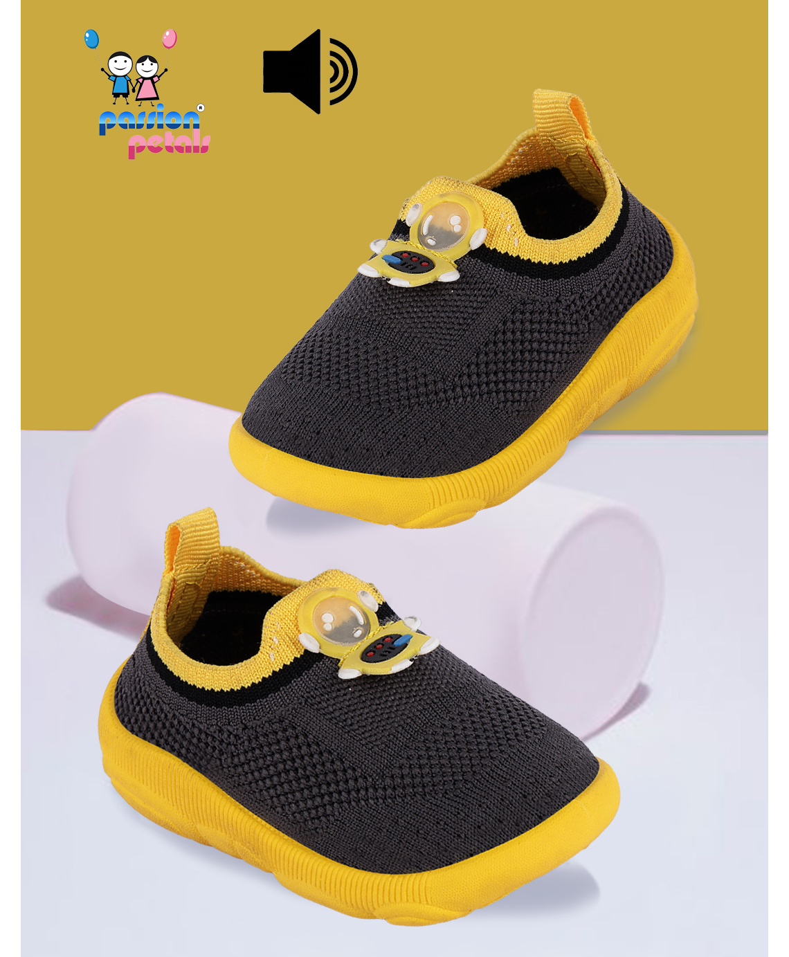 PASSION PETALS Astronaut Patch Detailed Musical Shoes - Grey & Yellow-picture-24