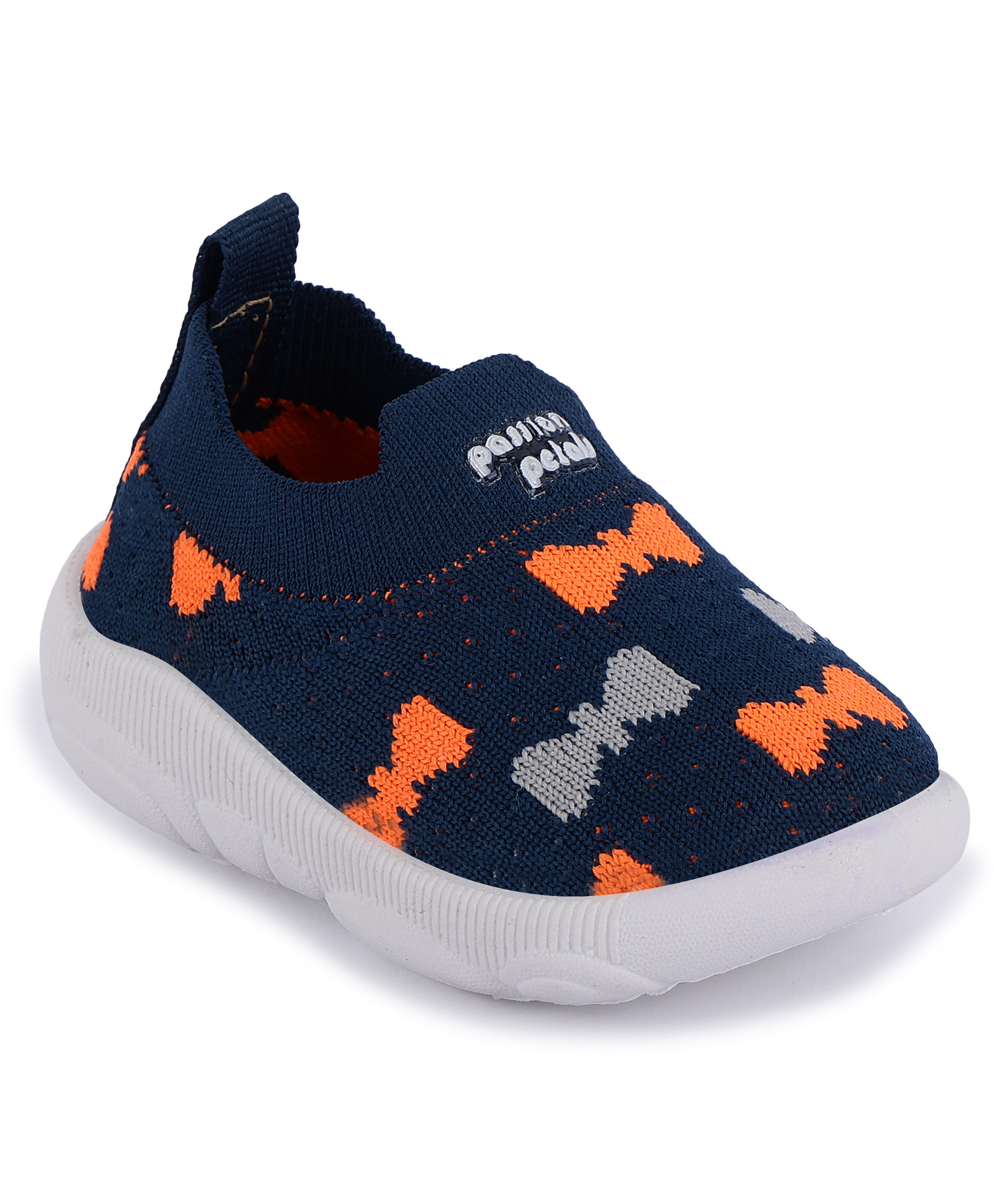 PASSION PETALS Abstract Designed Slip On Musical Shoes - Navy Blue Orange & Grey-picture-25
