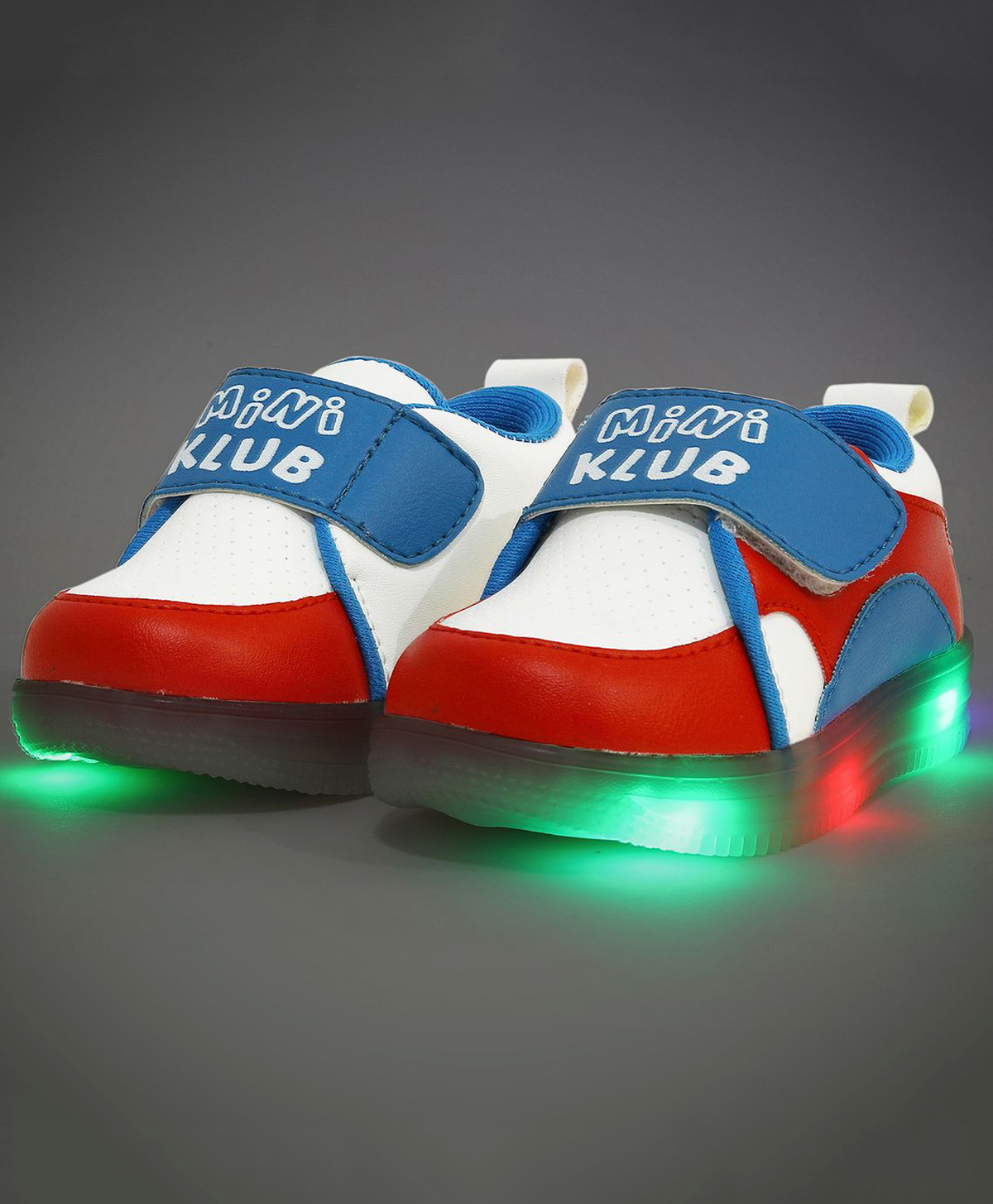 MINI KLUB Colour Blocked Velcro Closure LED Shoes - Red & White-image-25