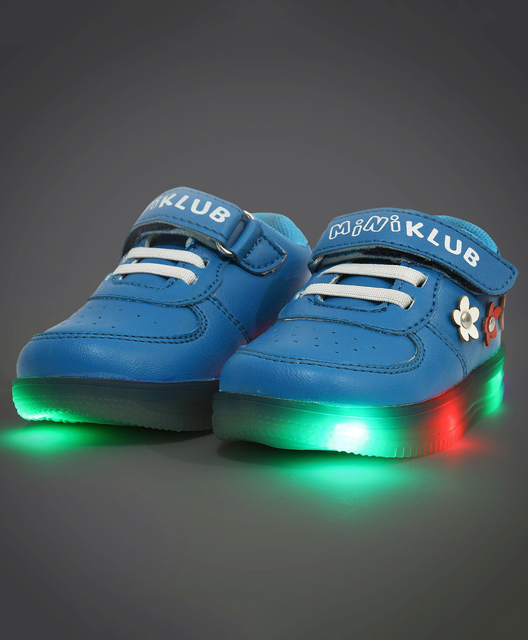 MINI KLUB Hard Sole Velcro Closure Floral Applique Detailed LED Shoes - Pastel Blue-picture-34