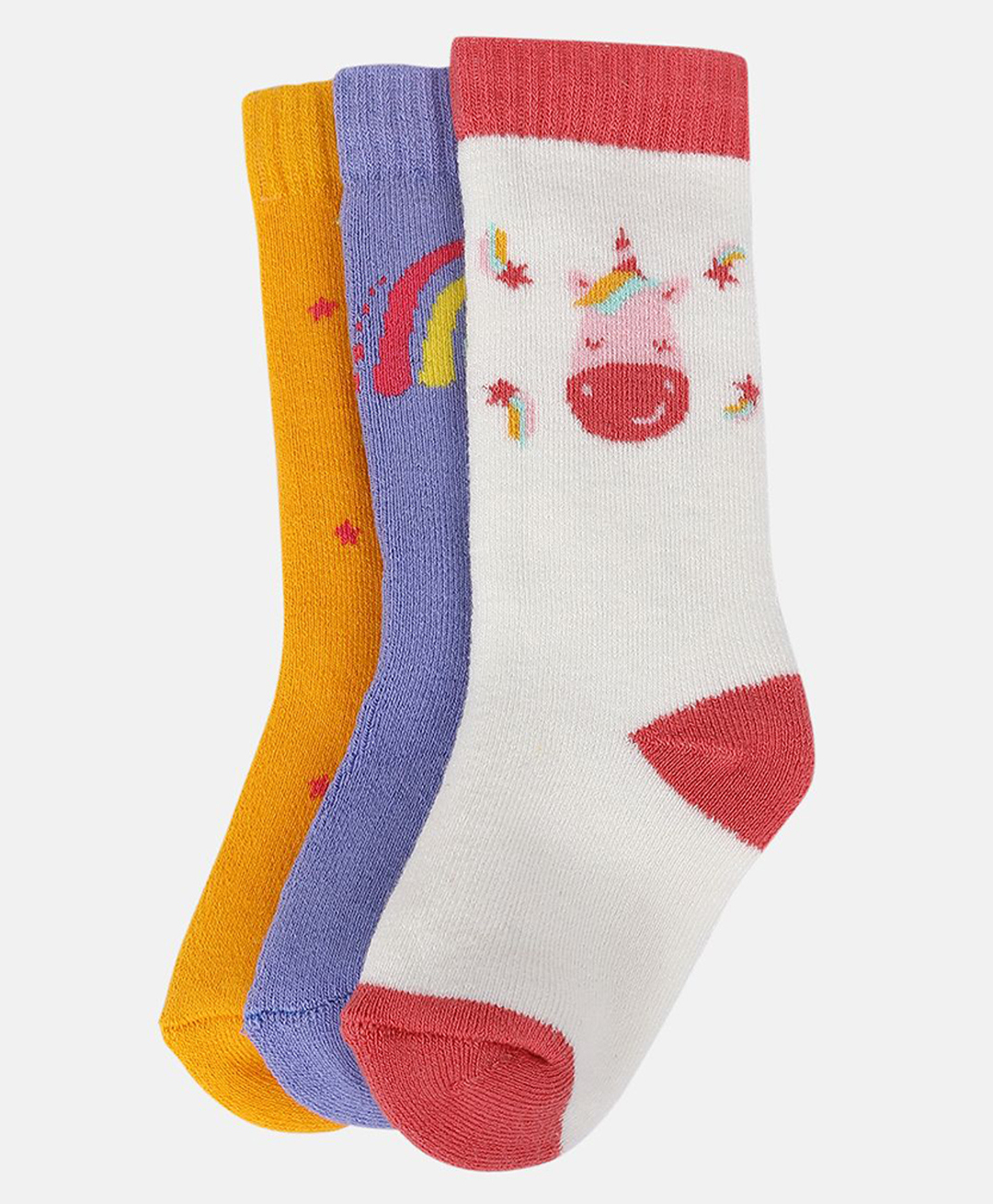MINI KLUB Pack Of 3 Rainbow & Unicorn Printed Socks - Multi Colour-picture-36