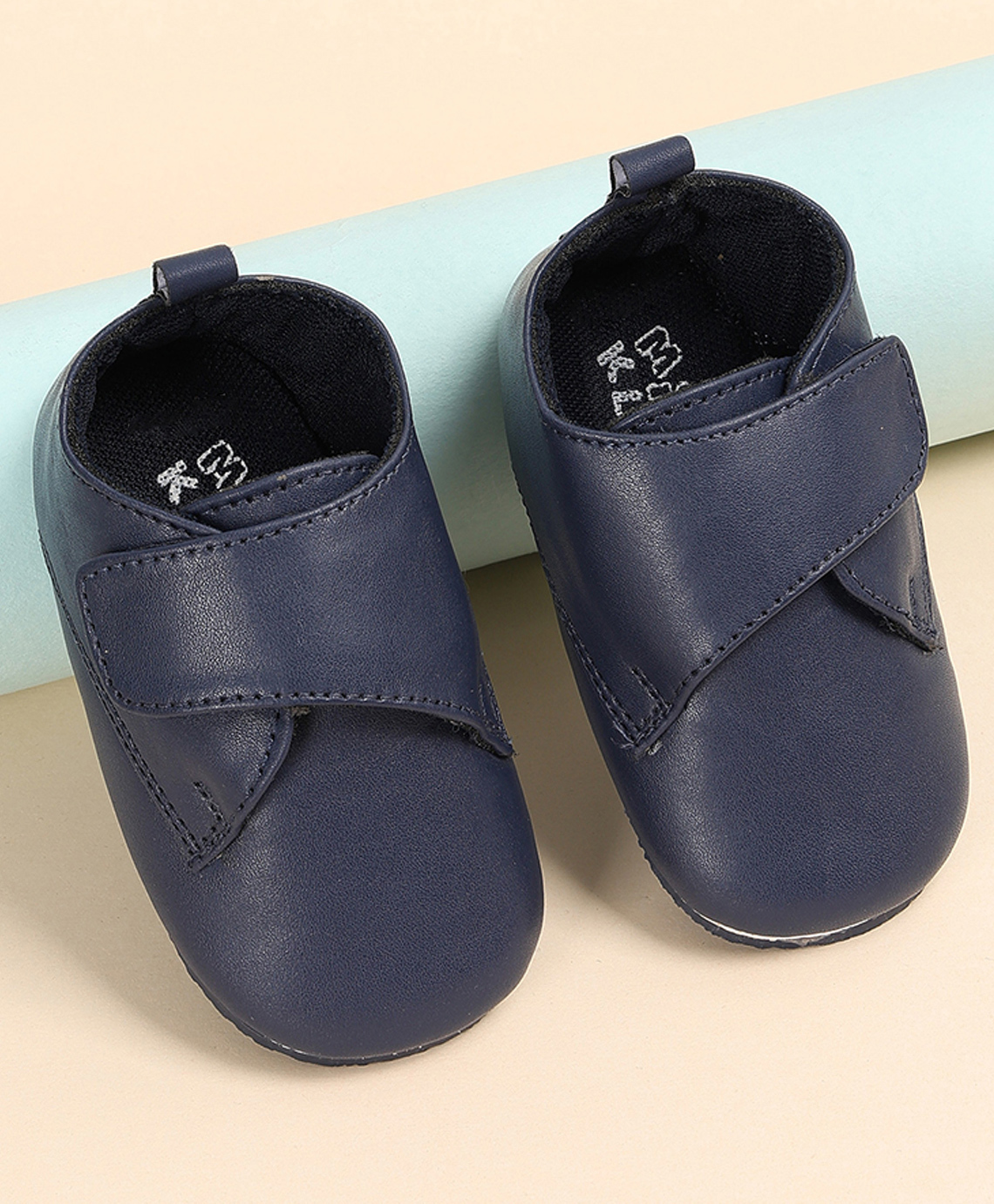 MINI KLUB Solid Velcro Closure Booties - Navy Blue-image-43