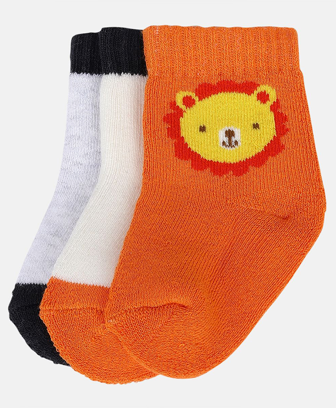 MINI KLUB Cotton Pack Of 3 Lion & Zebra Designed Socks - Multi Colour-picture-14