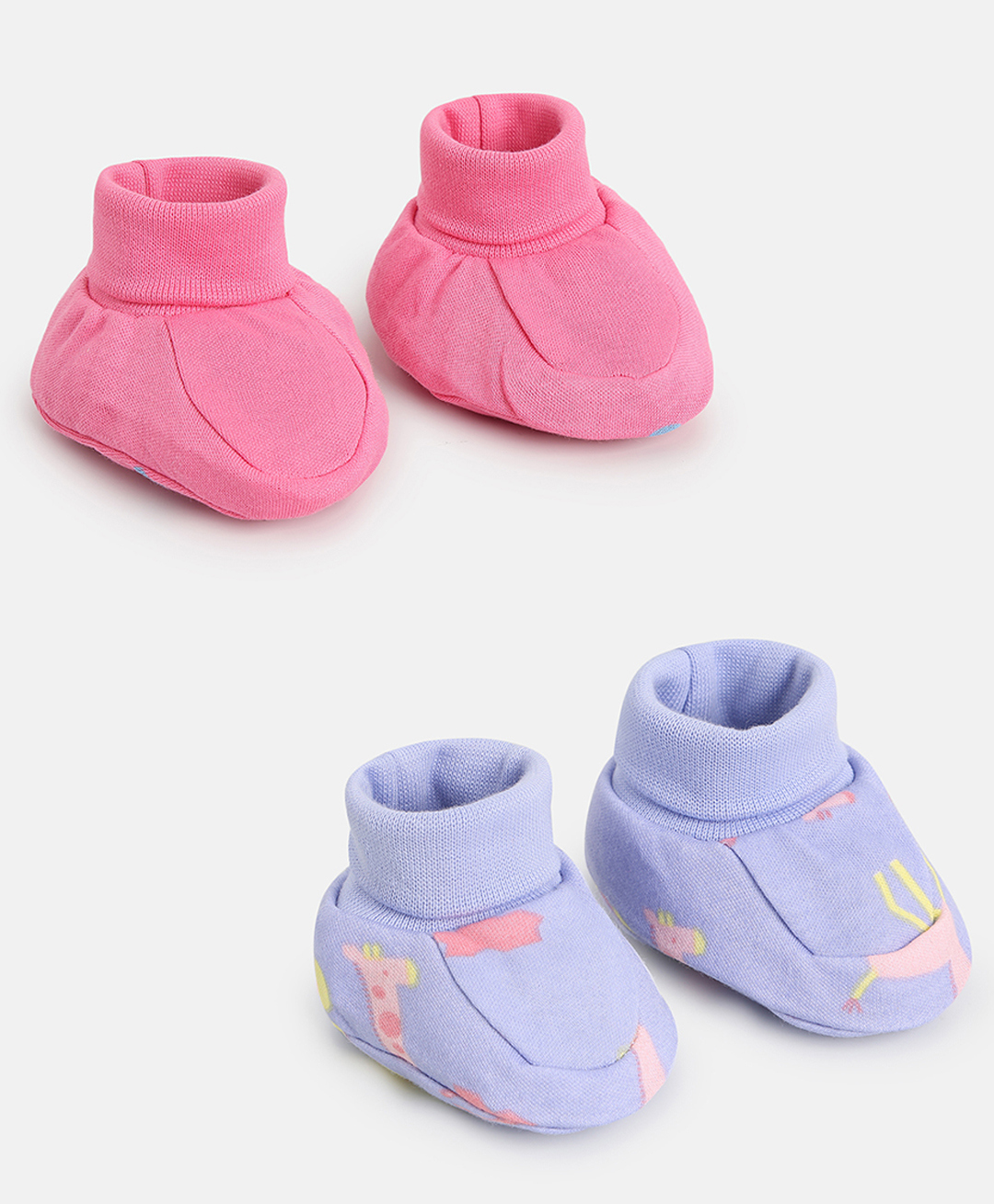 MINI KLUB Pack Of 2 Giraffe Printed Booties Set - Multi Colour-picture-12