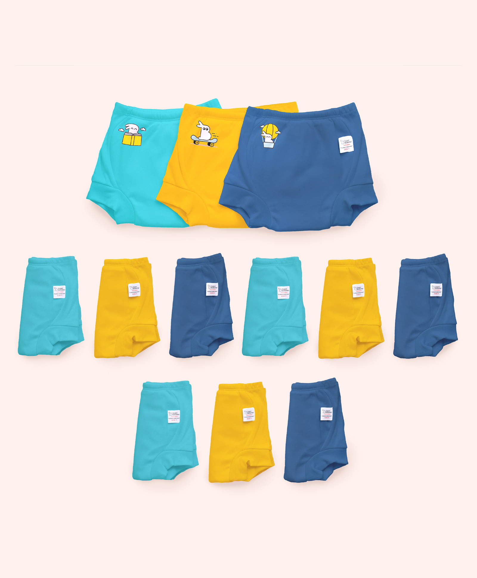 SuperBottoms Padded Underwear for 3-4Y Babies | Potty Training Pants for Mess-Free Diaper-Free Time | Lil Explorer's Club | Pack of 12-picture-6