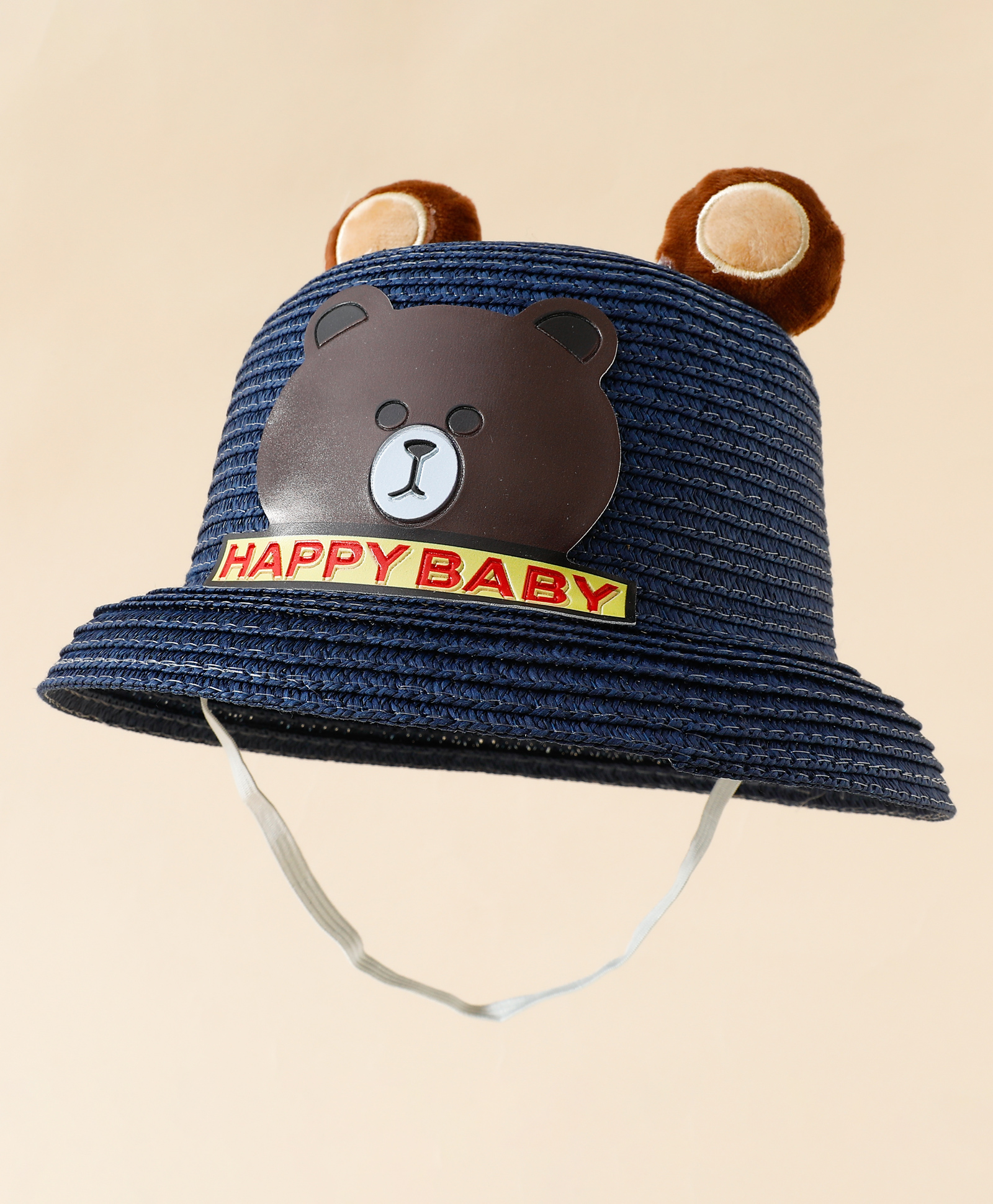 Babyhug Straw Hat With Teddy Bear Patch & Ear Applique Navy Blue - Diameter 17 cm-image-28