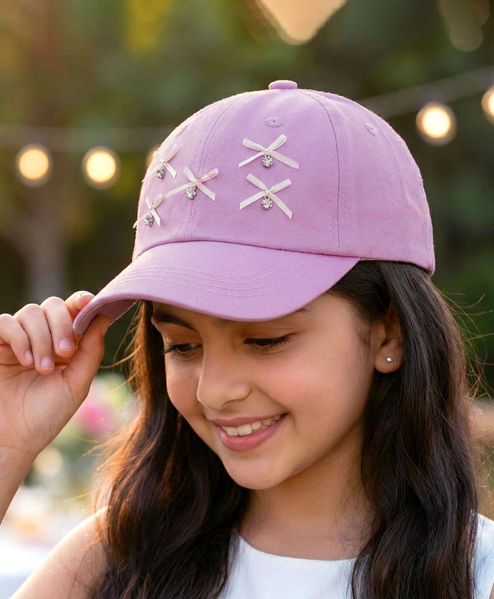 Pine Kids Cotton Baseball Cap With Bow Applique Purple - Diameter 17 cm-image-45