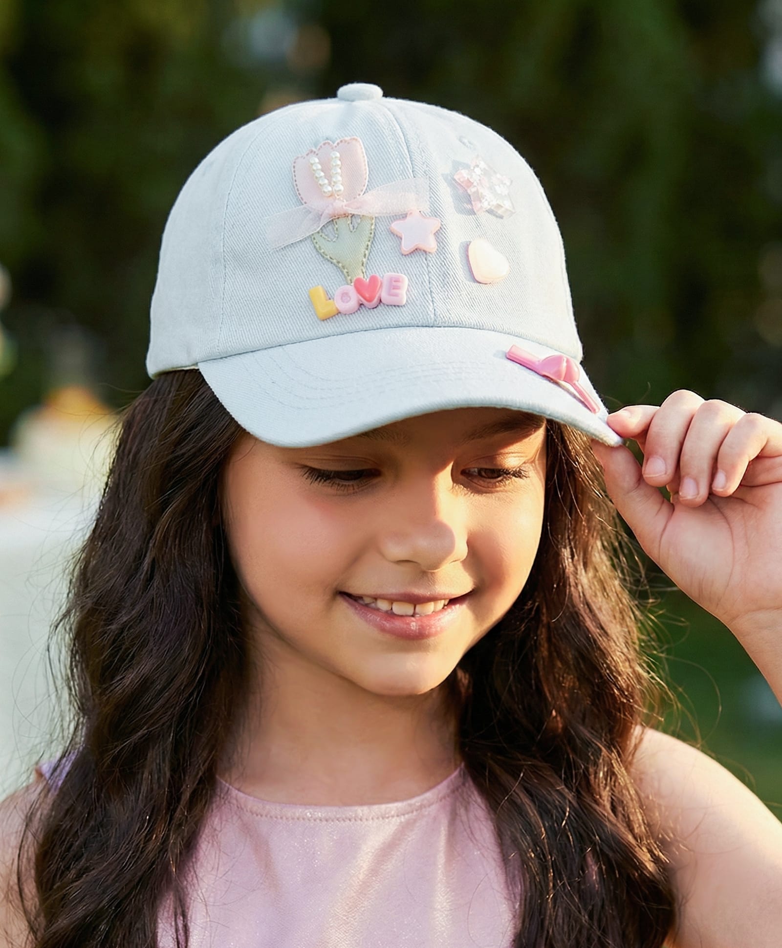Pine Kids Cotton Baseball Cap With Heart & Star Applique Light Blue - Diameter 17 cm-image-41