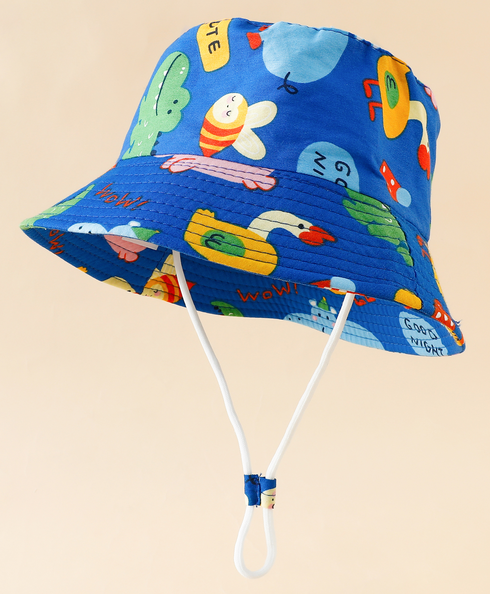 Babyhug Bucket Hat with Jungle Theme Print Blue - Diameter 16 cm