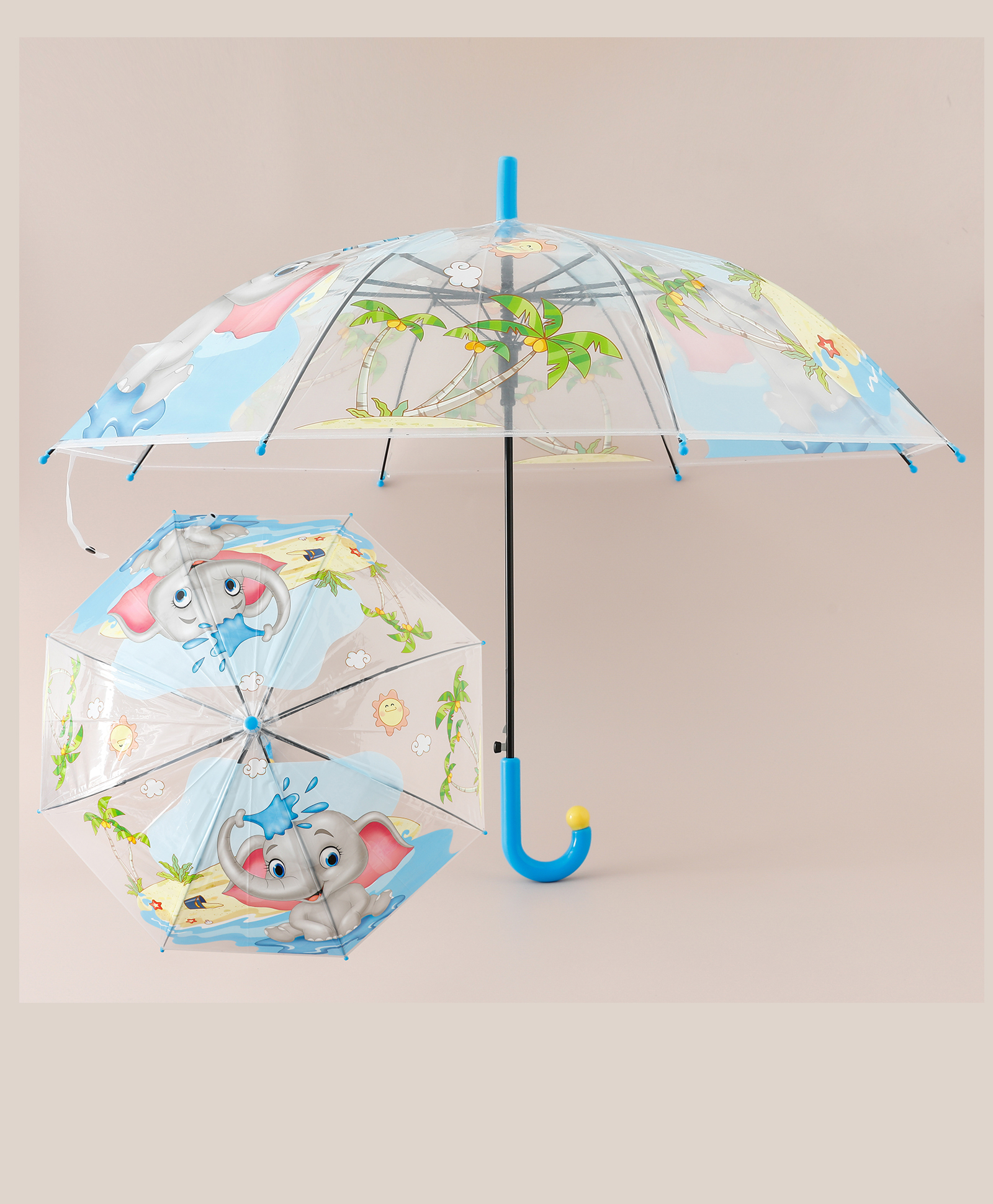 Babyhug Free Size Umbrella with Animal Print - Blue-picture-12