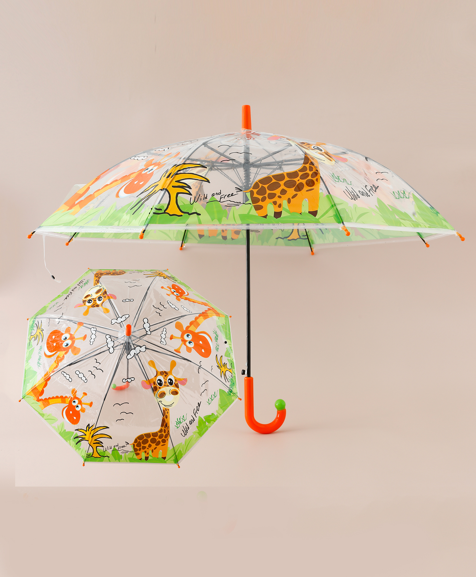Babyhug Free Size Umbrella with Animal Print - Orange-picture-14