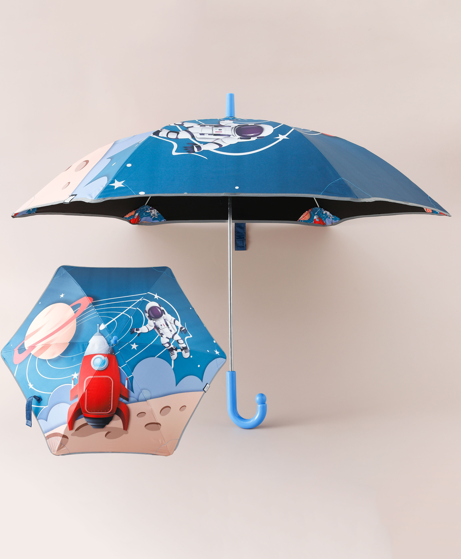 Pine Kids Free Size Space Theme Printed Umbrella - Blue-picture-21