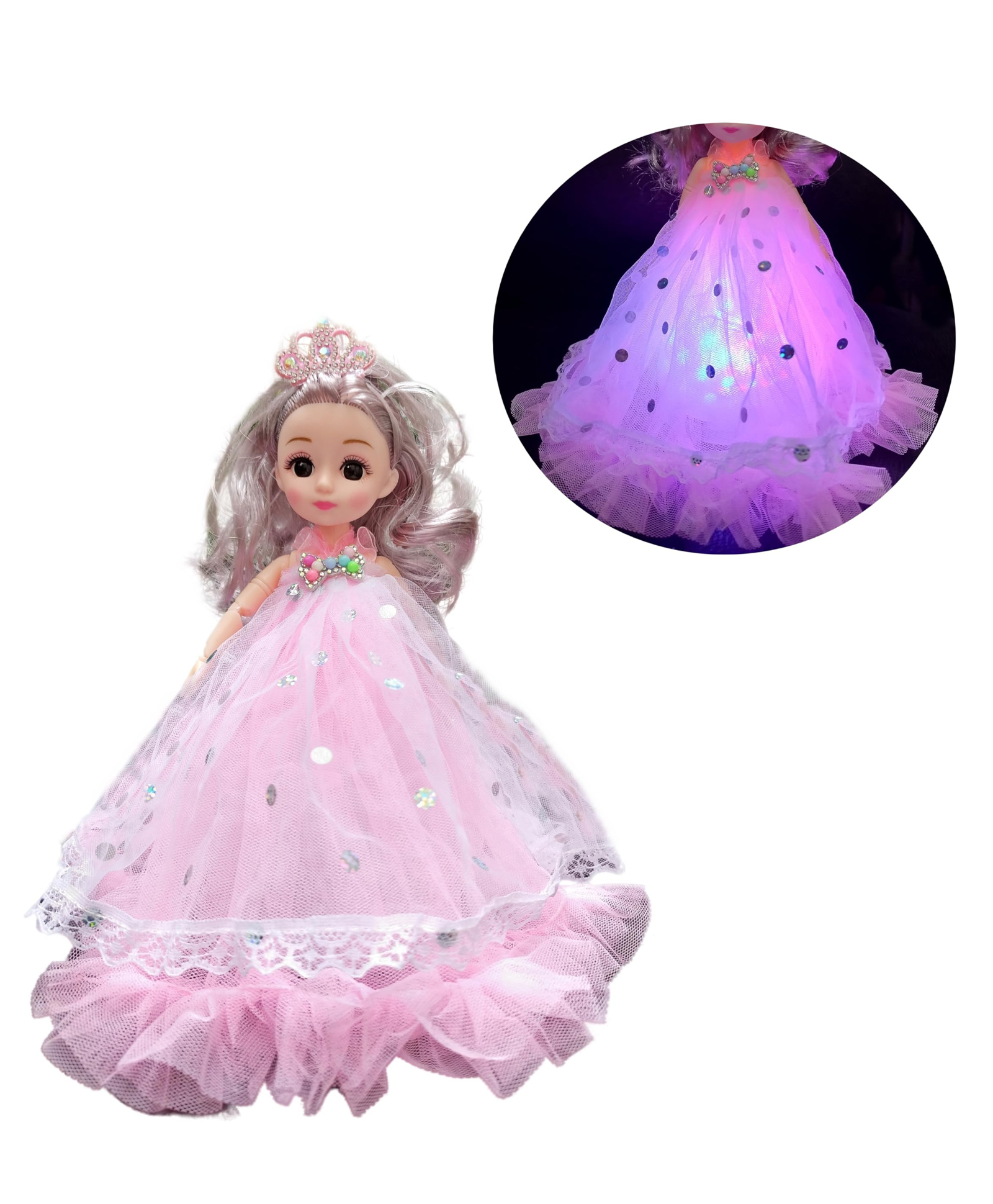 Muren Princess Musical Light Dress Doll With Beautiful Long Hair -beautiful Dancing Playing Doll-color May Vary- Pack of 1 - Height 24 cm-picture-32