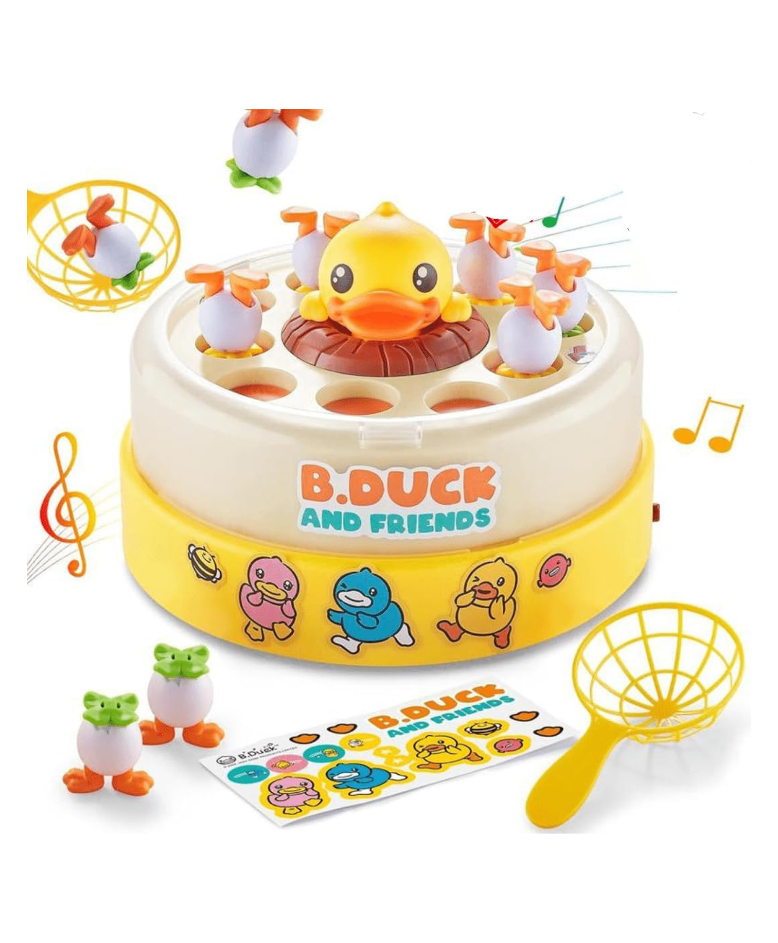 MUREN Bounce and Spin Little Yellow Catching Egg Ducks, Improves Focus & Fine Motor Skills, Montessori Music Toy for Kids 3+ Years-Yellow-picture-25