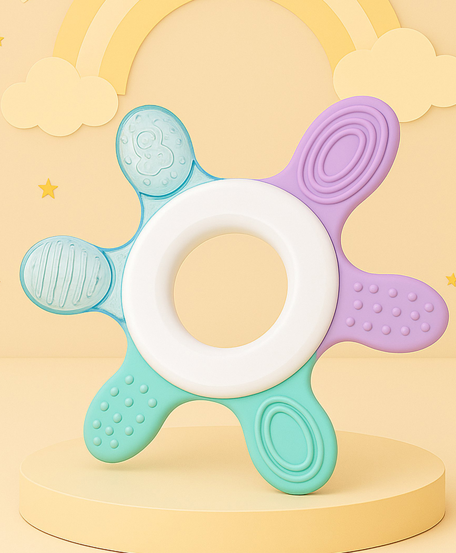 The Cheeky Kidzz Baby Soft Silicone Cute Spin Shape Cooling Teething Toy Oral Dental Care and Easy to Grip Teether BPA Free-image-25