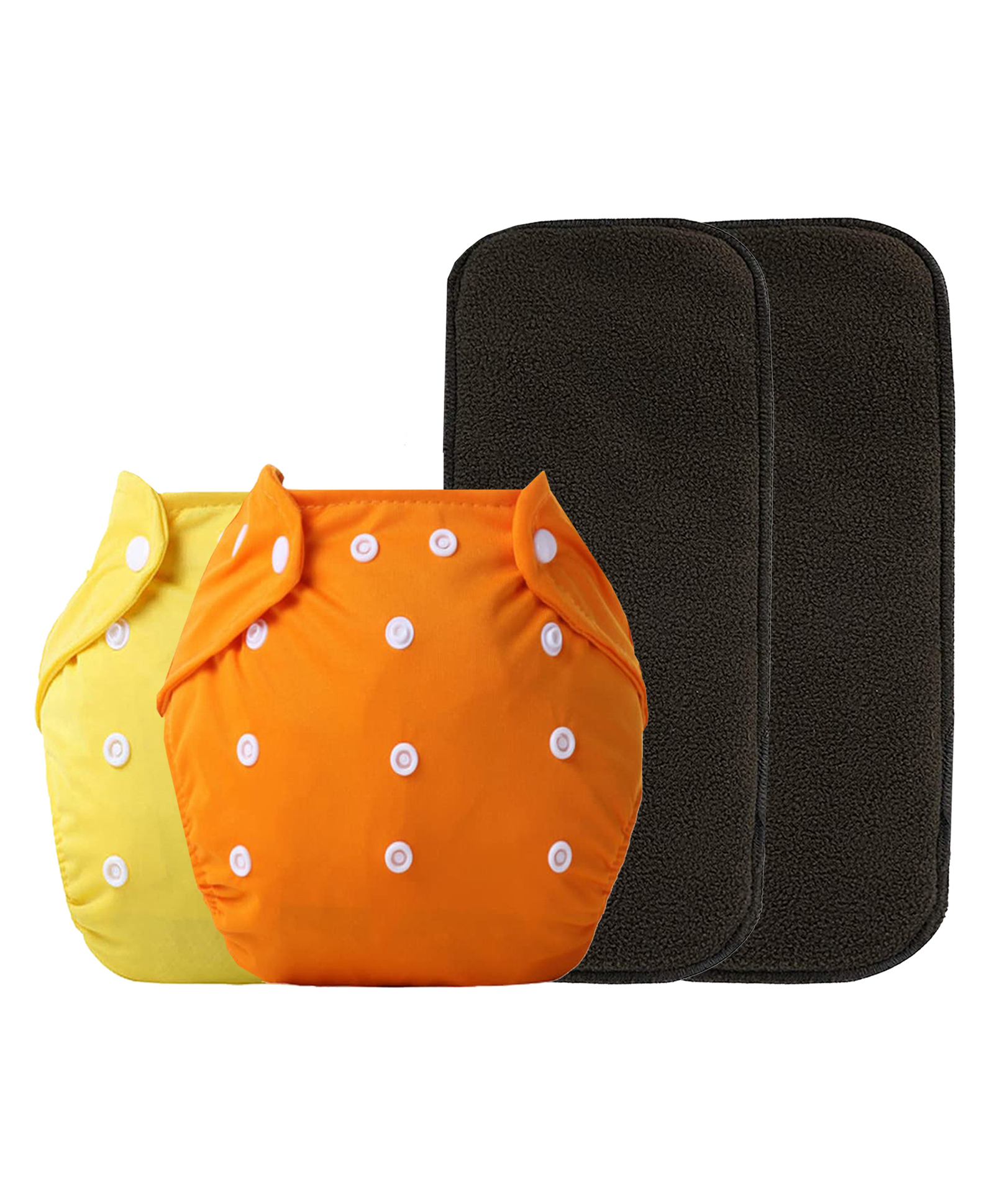 The Cheeky Kidzz 2 Baby Adjustable & Washable Reusable Cloth Diapers With 2 Absorbent Microfiber Bamboo Charcoal Insert Pads Wet-Free For New Born/Toddlers/Infants (Yellow, Orange)-picture-15