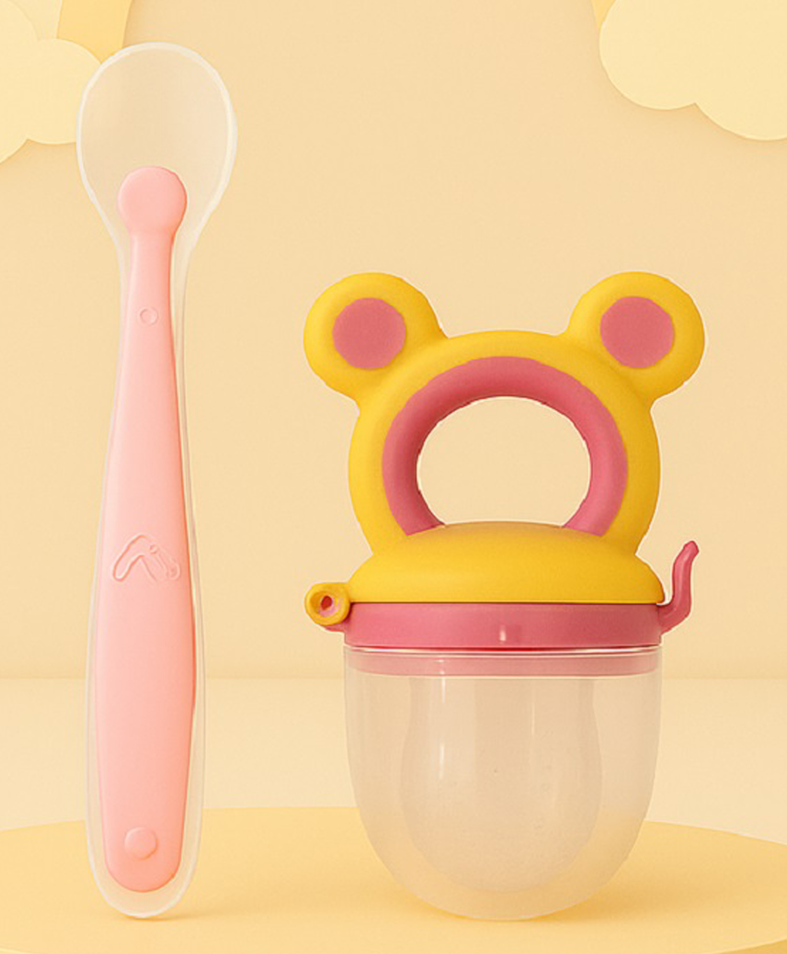 The Cheeky Kidzz Baby Ultra-Soft Food-Grade Silicone Spoon With Fresh Fruit Vegetable Food Feeder Nibbler For Babies BPA Free (Pink)-picture-25