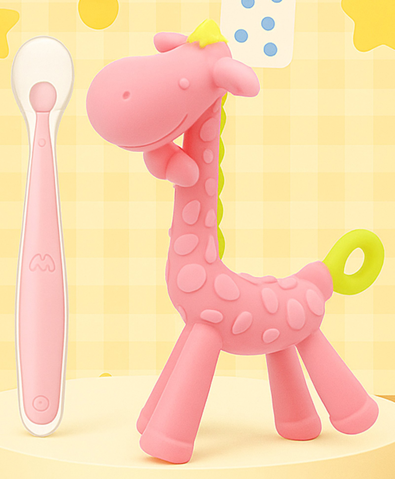 The Cheeky Kidzz Baby Ultra-Soft Food-Grade Silicone Spoon With Soft Silicone Giraffe Shape Teething Toy BPA Free (MULTI-COLOUR)-image-9