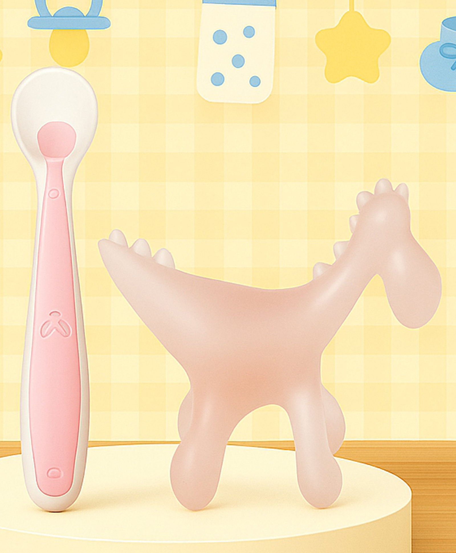 The Cheeky Kidzz Baby Ultra-Soft Food-Grade Silicone Spoon With Soft Silicone Dinosaur Shape Teething Toy Designed For Gum Relief And Oral Dental Care BPA Free-image-35