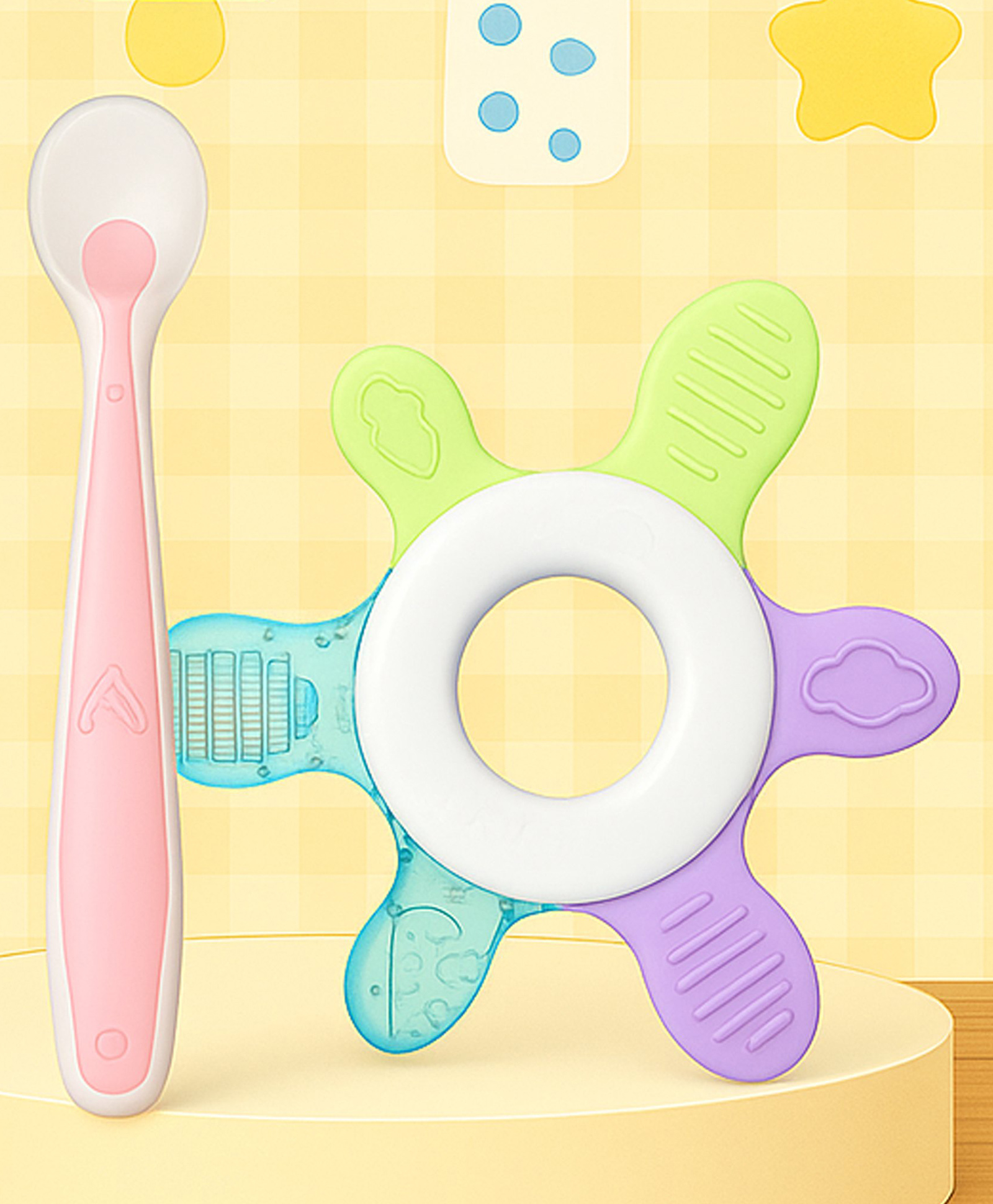 The Cheeky Kidzz Baby Ultra-Soft Food-Grade Silicone Spoon With Silicone & Water Filled Teething Toy Designed For Gum Relief For Babies BPA Free-picture-27