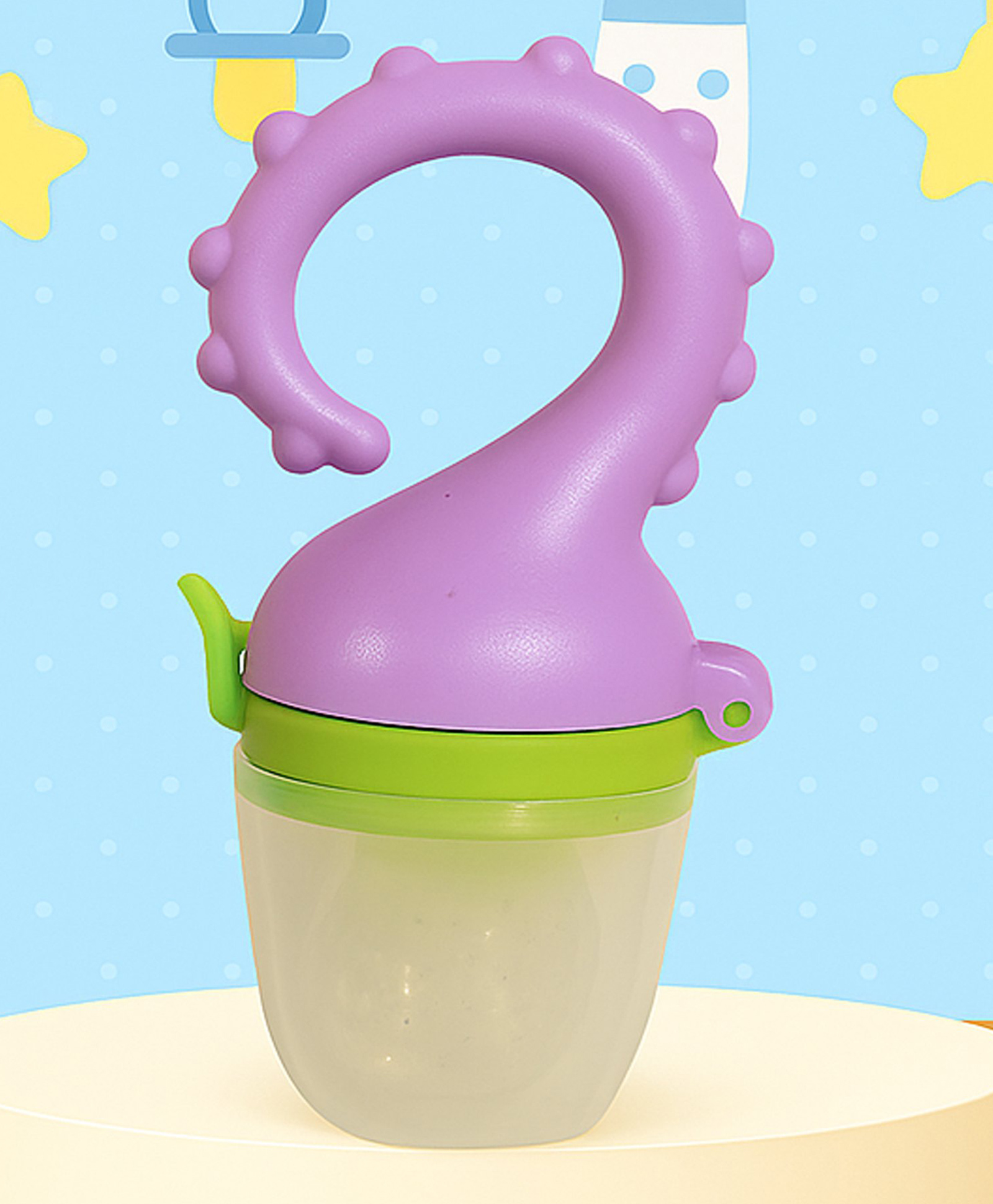 Tinny Tots Baby Cute Design Fresh Food Vegetable Fruit Feeder Feeding Nipple Teat Teether Soother (Purple)-image-49
