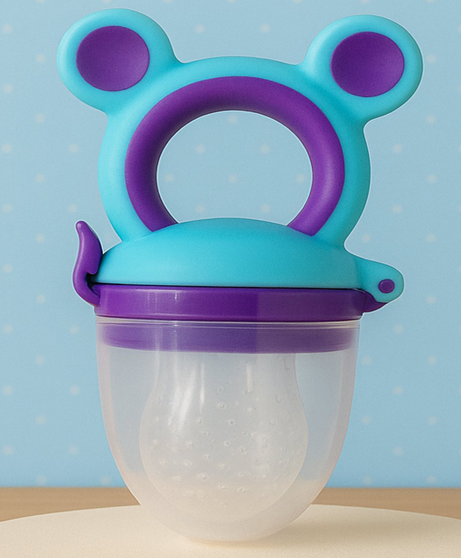 Tinny Tots Premium Baby Soother Fruit Vegetable Food Feeder Nibbler Teether For 3-24 Months Babies BPA Free (Purple)-image-13