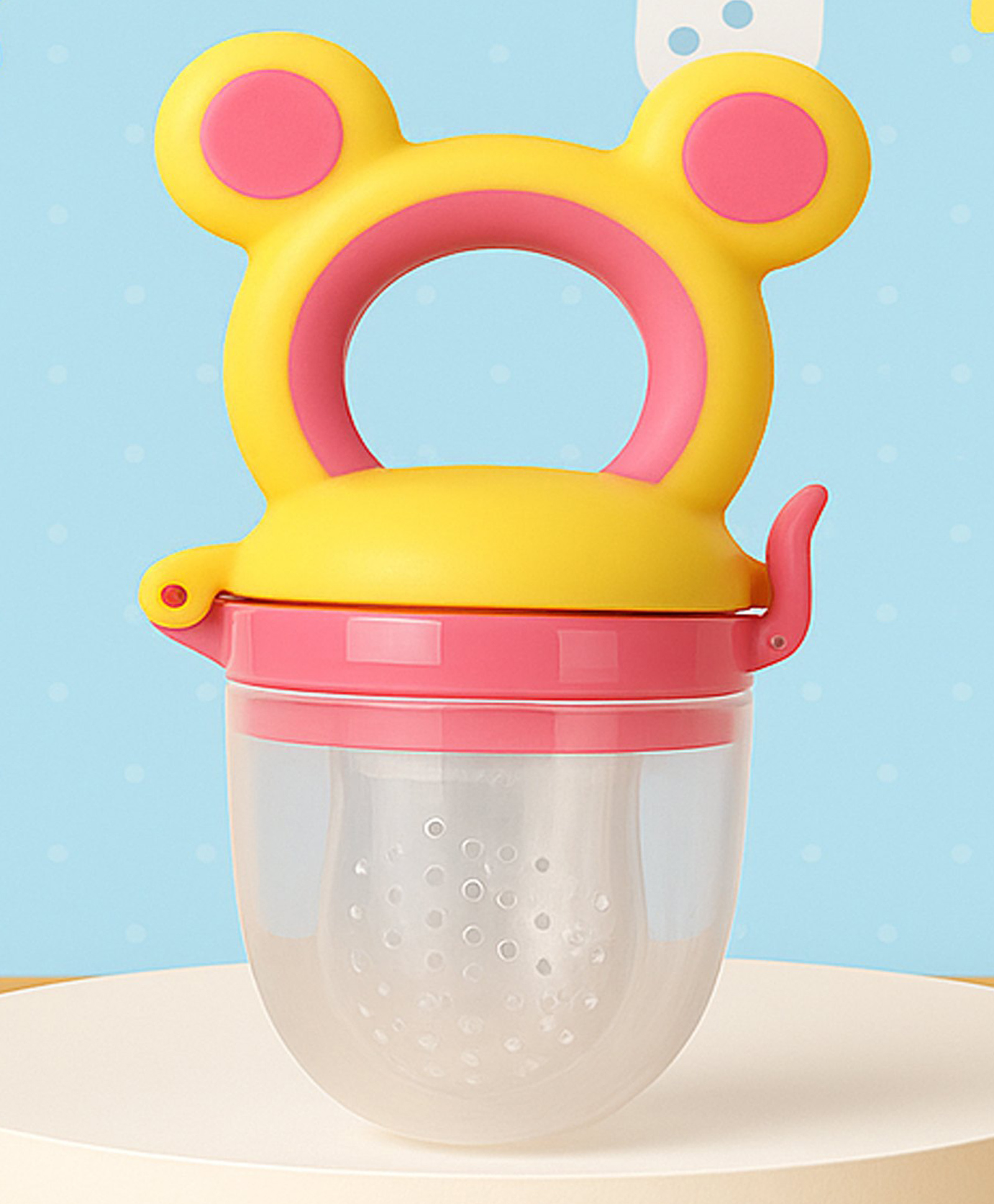 Tinny Tots Premium Baby Soother Fruit Vegetable Food Feeder Nibbler Teether For 3-24 Months Babies BPA Free (Pink)-image-17