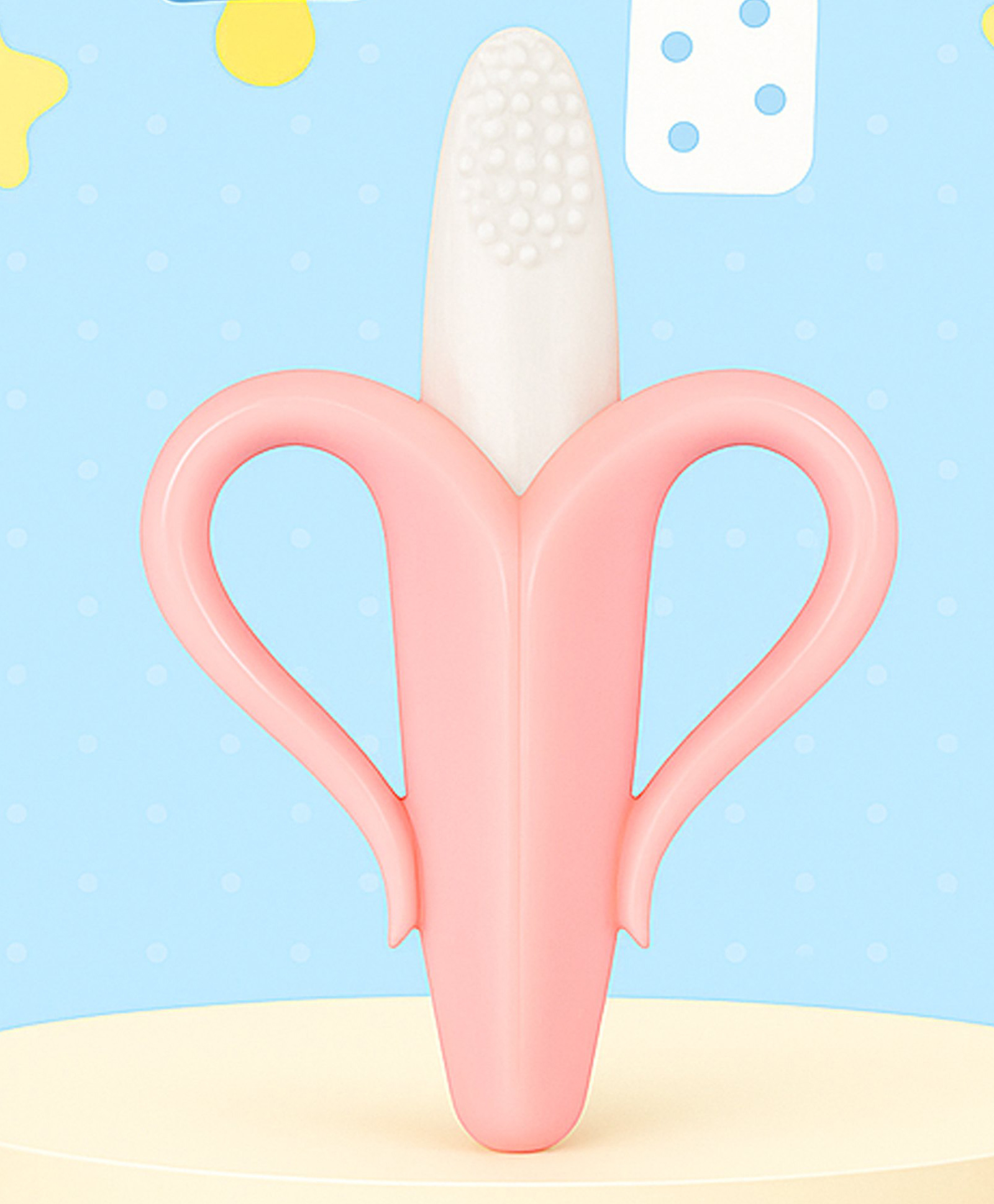 Tinny Tots Baby Ultra Soft Bristle Gum Massager Bendable Banana Teething Silicone Teether For Infant Oral Dental Care (MIX-COLOURS)-picture-18