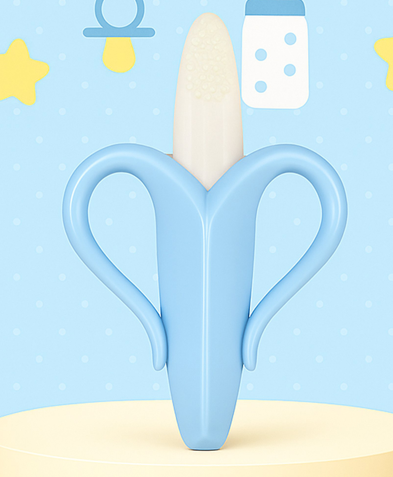Tinny Tots Baby Ultra Soft Bristle Gum Massager Bendable Banana Teething Silicone Teether For Infant Oral Dental Care (ASSORTED COLOURS)-image-24