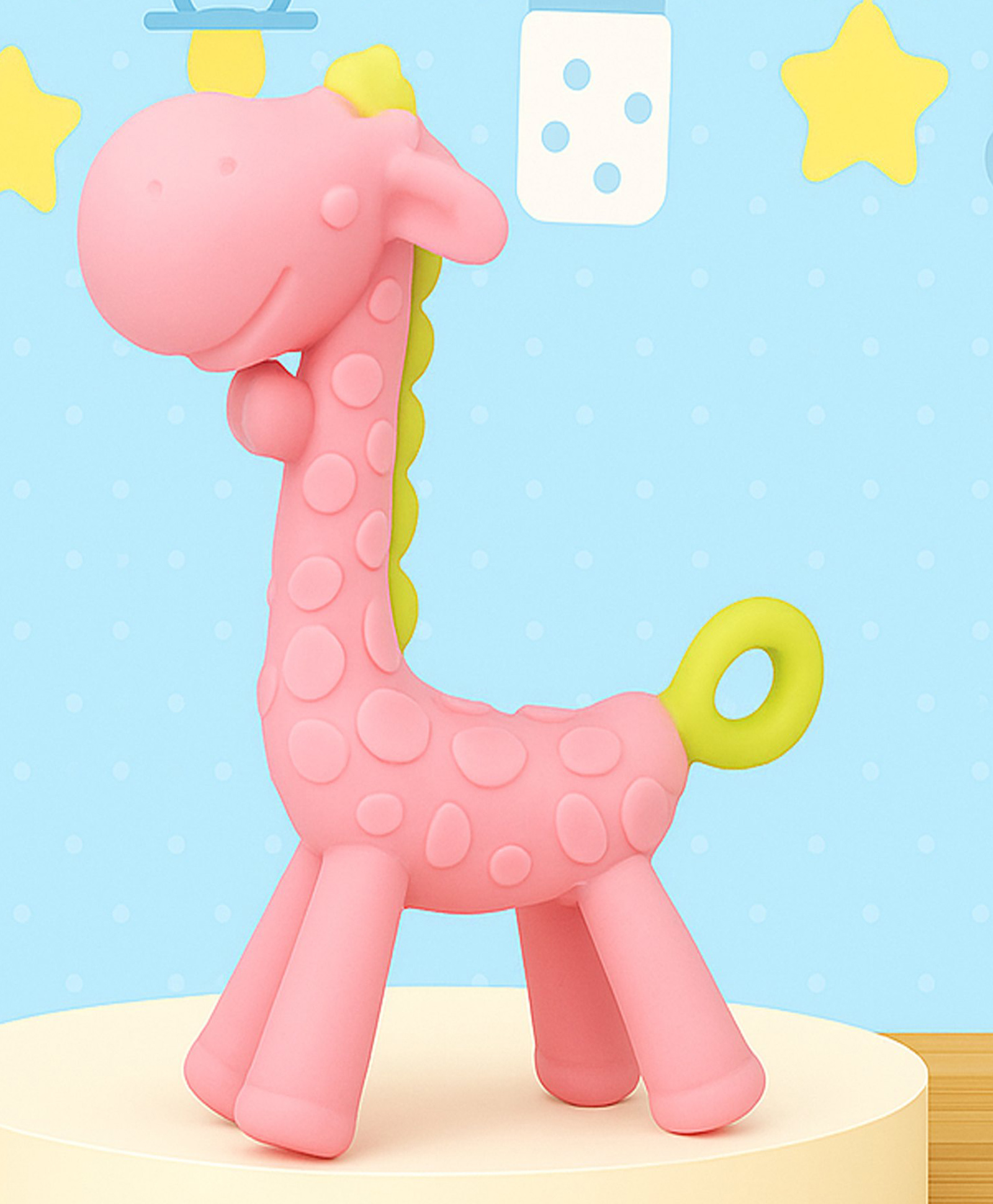 Tinny Tots Baby Soft Silicone Giraffe Shape Teething Bendable Teether For Babies Oral Dental Care BPA-Free (ANY COLOUR)-picture-17