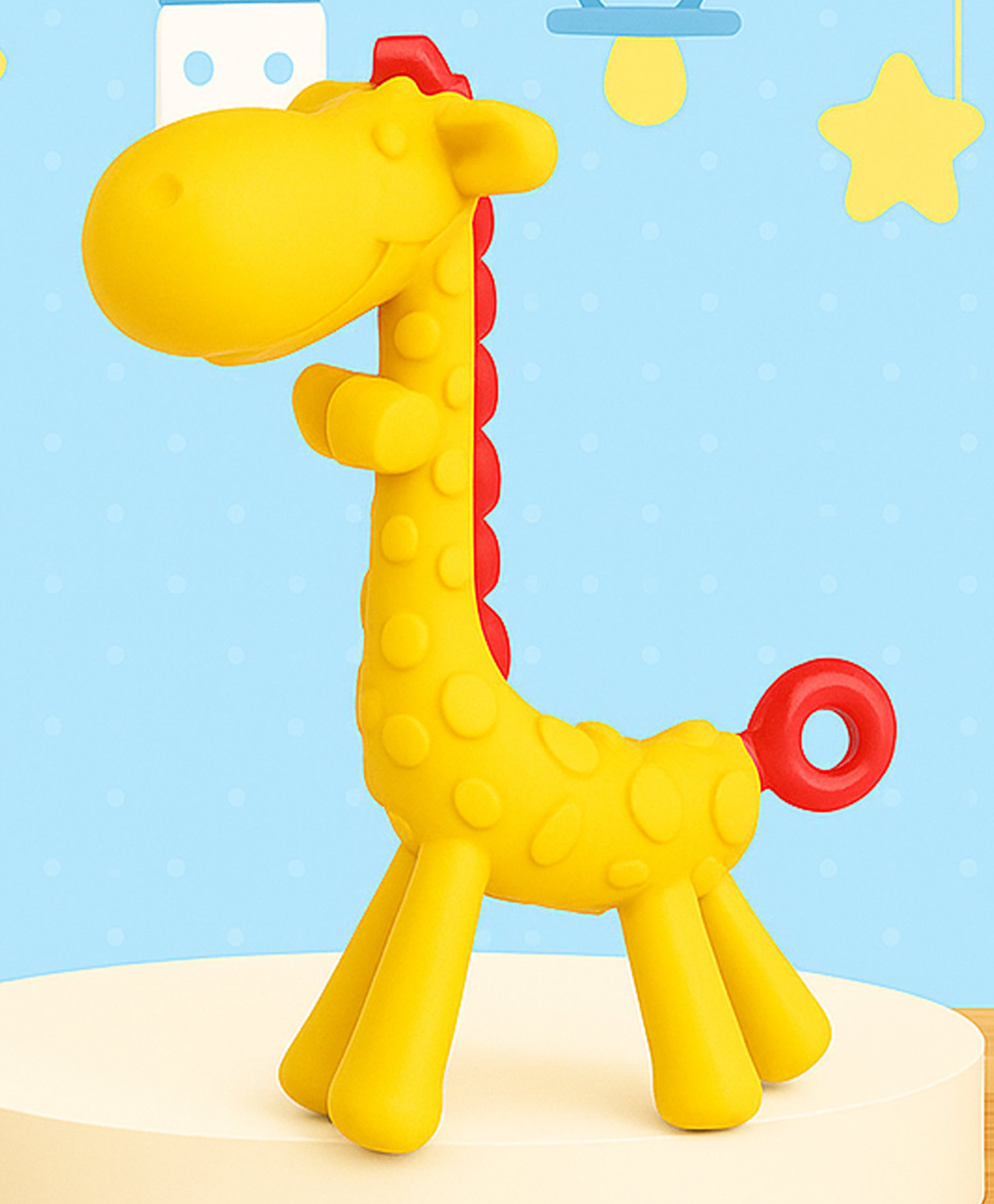Tinny Tots Baby Soft Silicone Giraffe Shape Teething Bendable Teether For Babies Oral Dental Care BPA-Free (Yellow)-picture-28