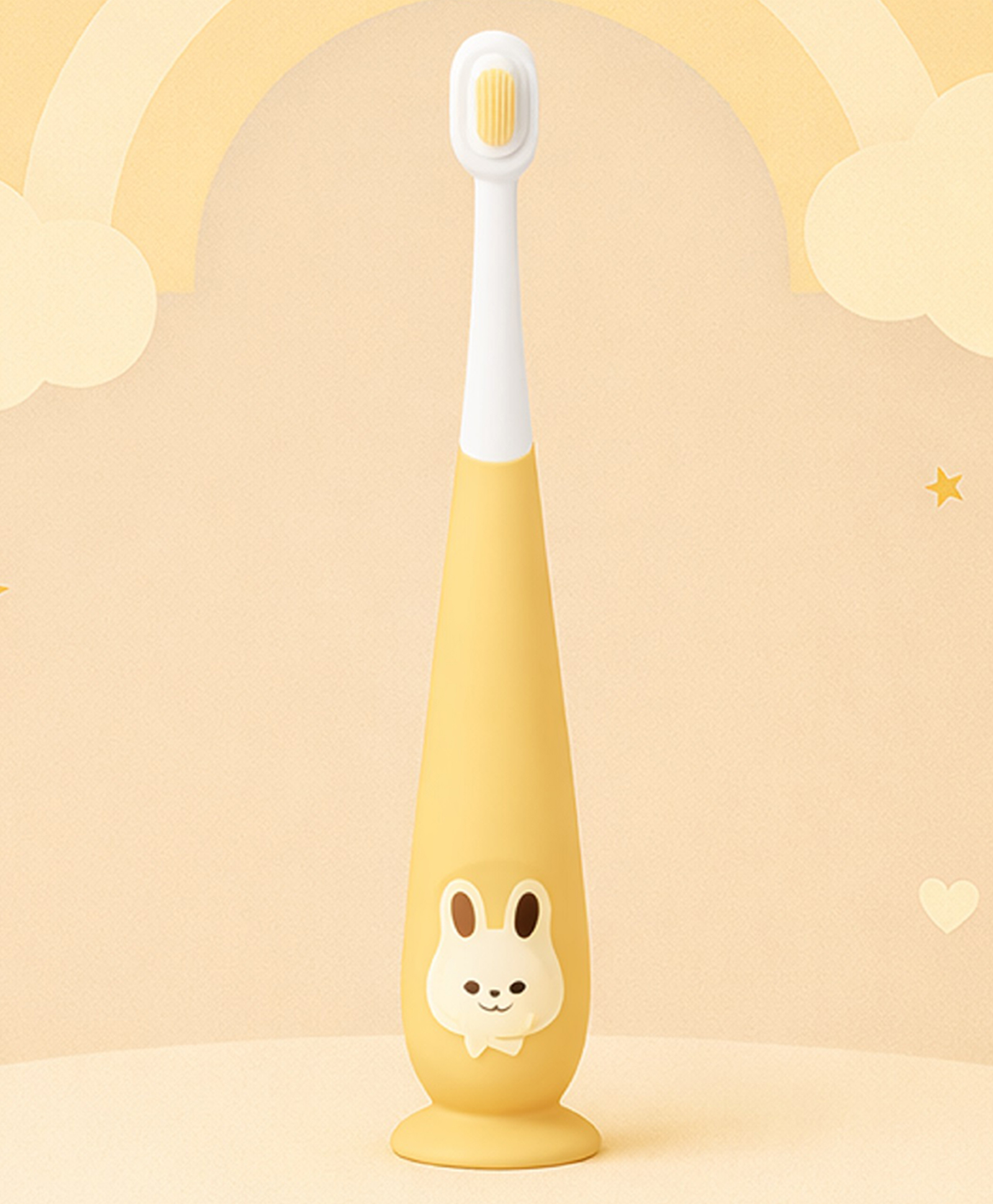 Tinny Tots Kids Ultra Soft Bristles Bunny Print Training Toothbrush For Gentle and Complete Oral Cleaning 360-Degree Easy Grip Tooth Brush For 1 to 10 Years BPA Free (YELLOW)-image-17