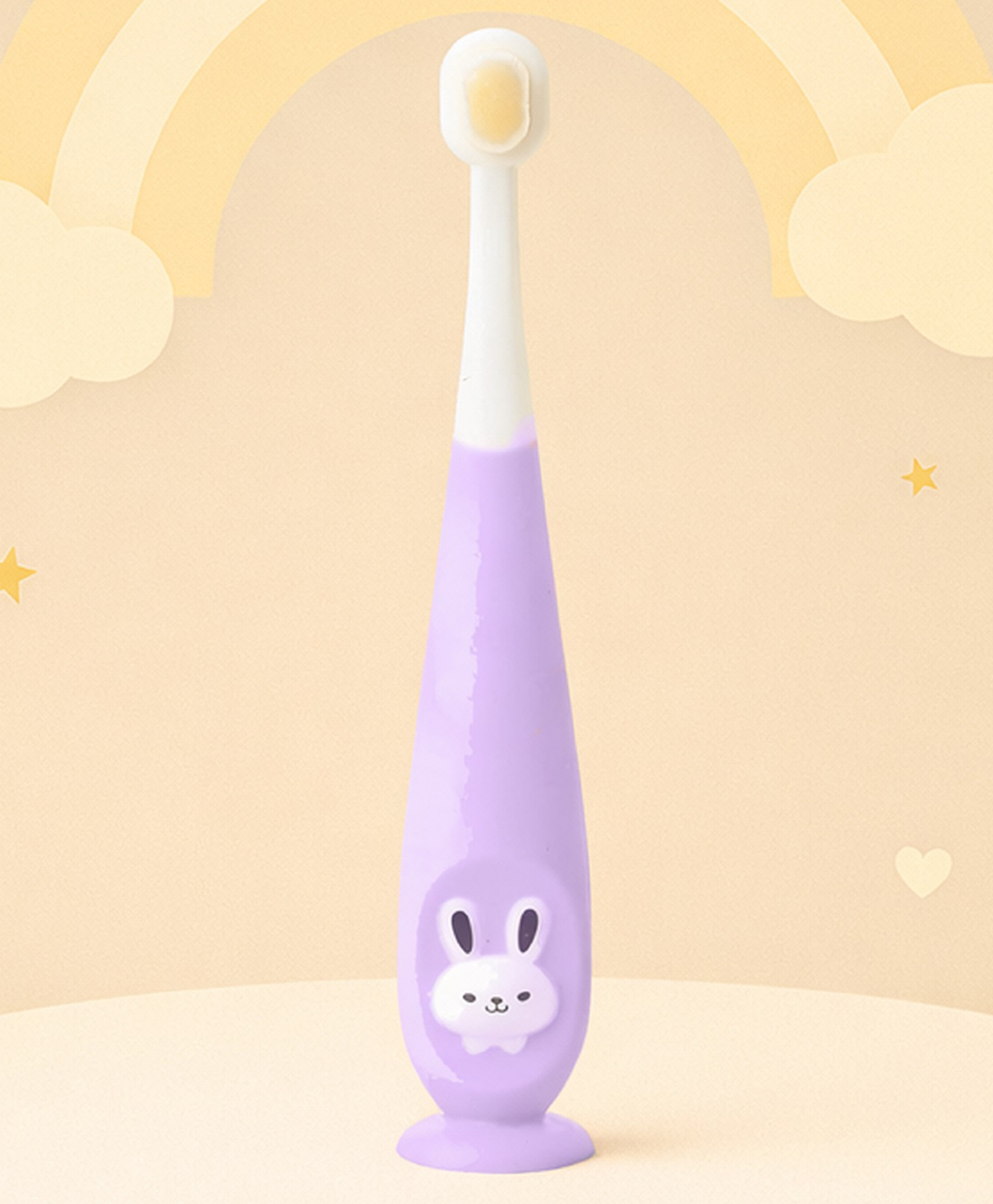 Tinny Tots Kids Ultra Soft Bristles Bunny Print Training Toothbrush For Gentle and Complete Oral Cleaning 360-Degree Easy Grip Tooth Brush 1 to 10 Years BPA Free (PURPLE)-image-18