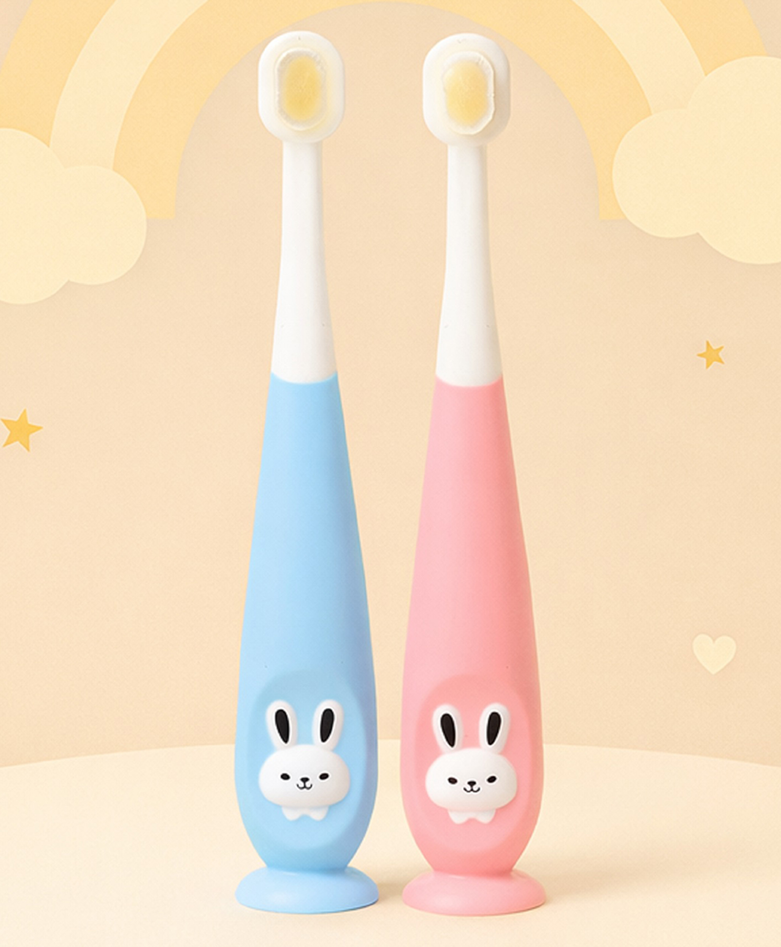 Tinny Tots Baby Pack of 2 Ultra Soft Bristles Bunny Print Training Toothbrush For Gentle and Complete Oral Cleaning 360-Degree Easy Grip Tooth Brush 1 to 10 Years BPA Free-image-32