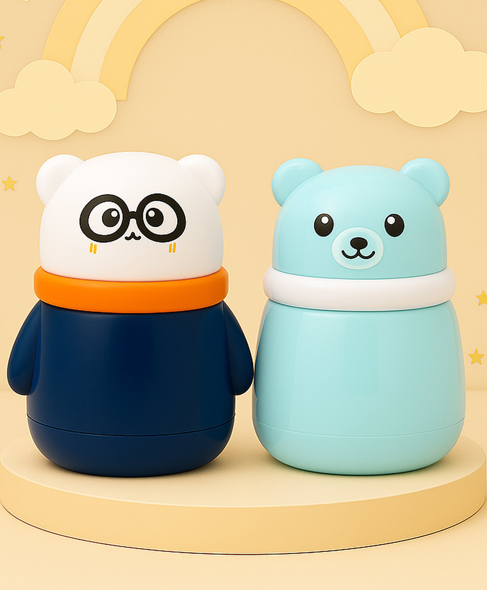 The Cheeky Kidzz Pack Of 2 Baby Skin Care Powder Puff Box In A Cute Cartoon Bear Design Holder Container Leakproof For Babies/Toddlers/New Born (Panda, Blue)-picture-12